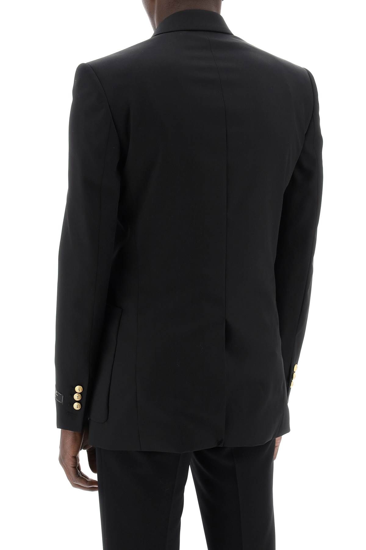 Shop Balmain Double-breasted Twill Bl In Black