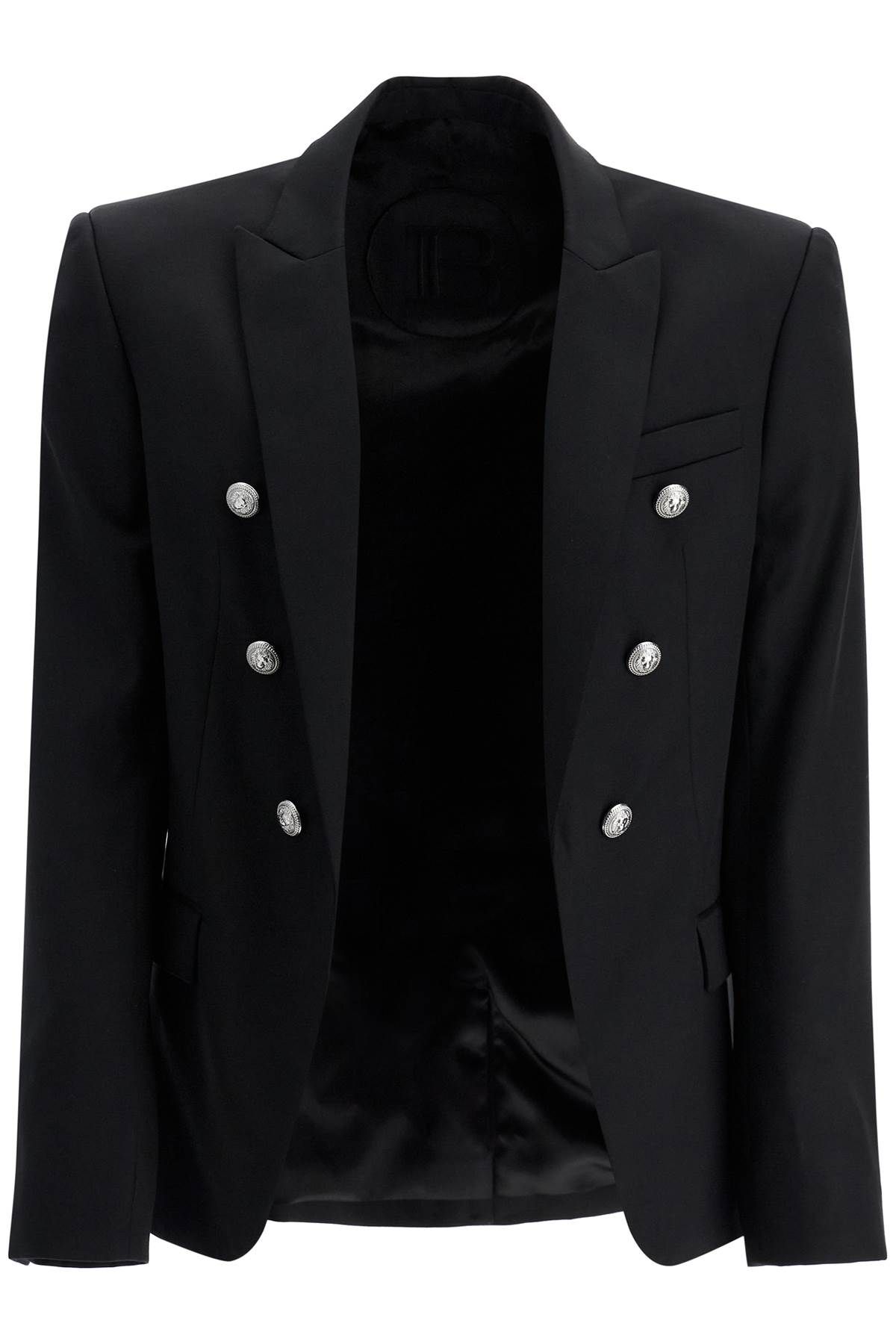 Shop Balmain Six-button Wool Jacket In Black