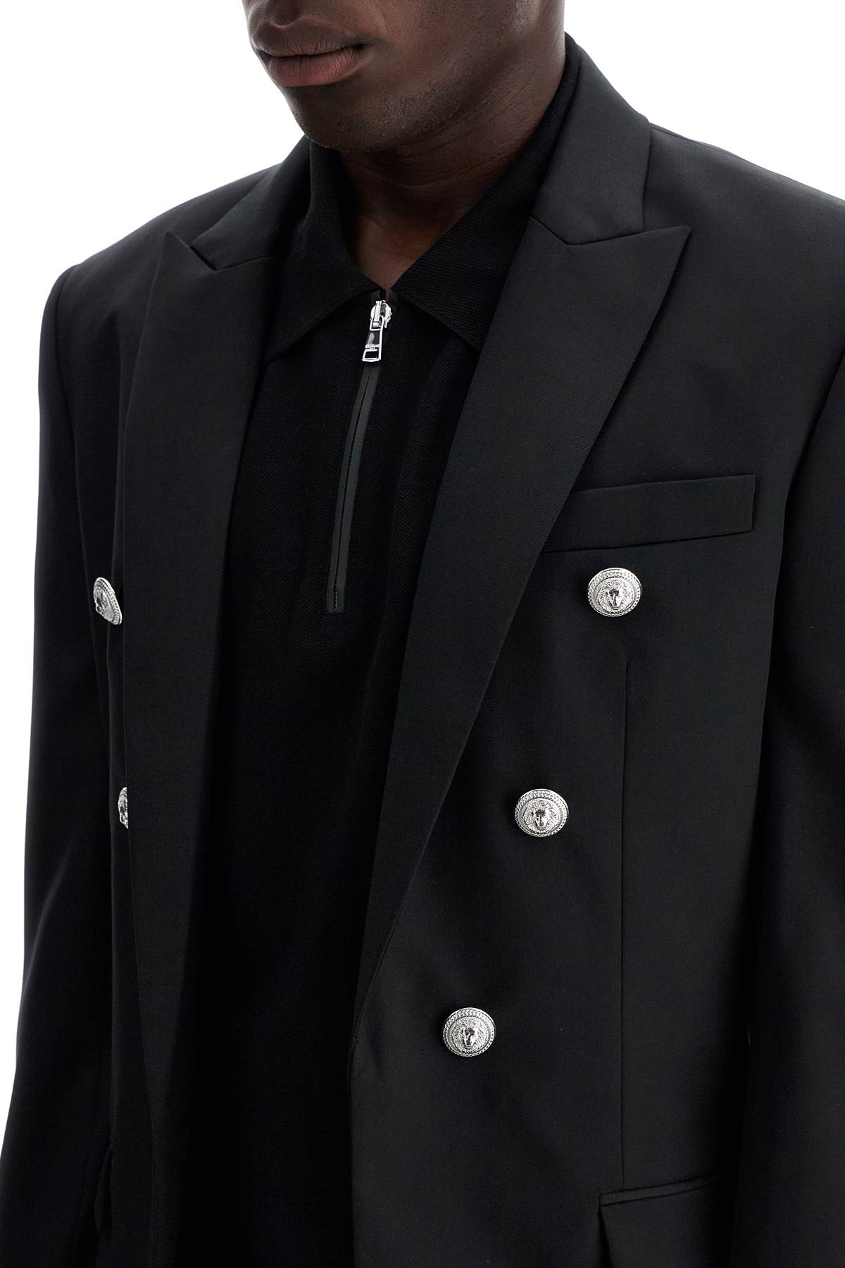 Shop Balmain Six-button Wool Jacket In Black