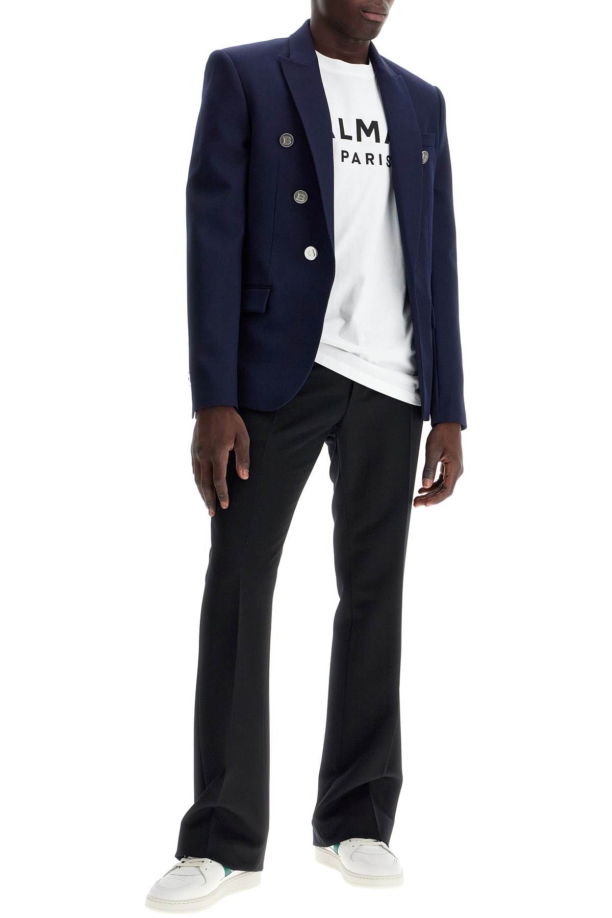 Shop Balmain Six-button Wool Jacket In Blue