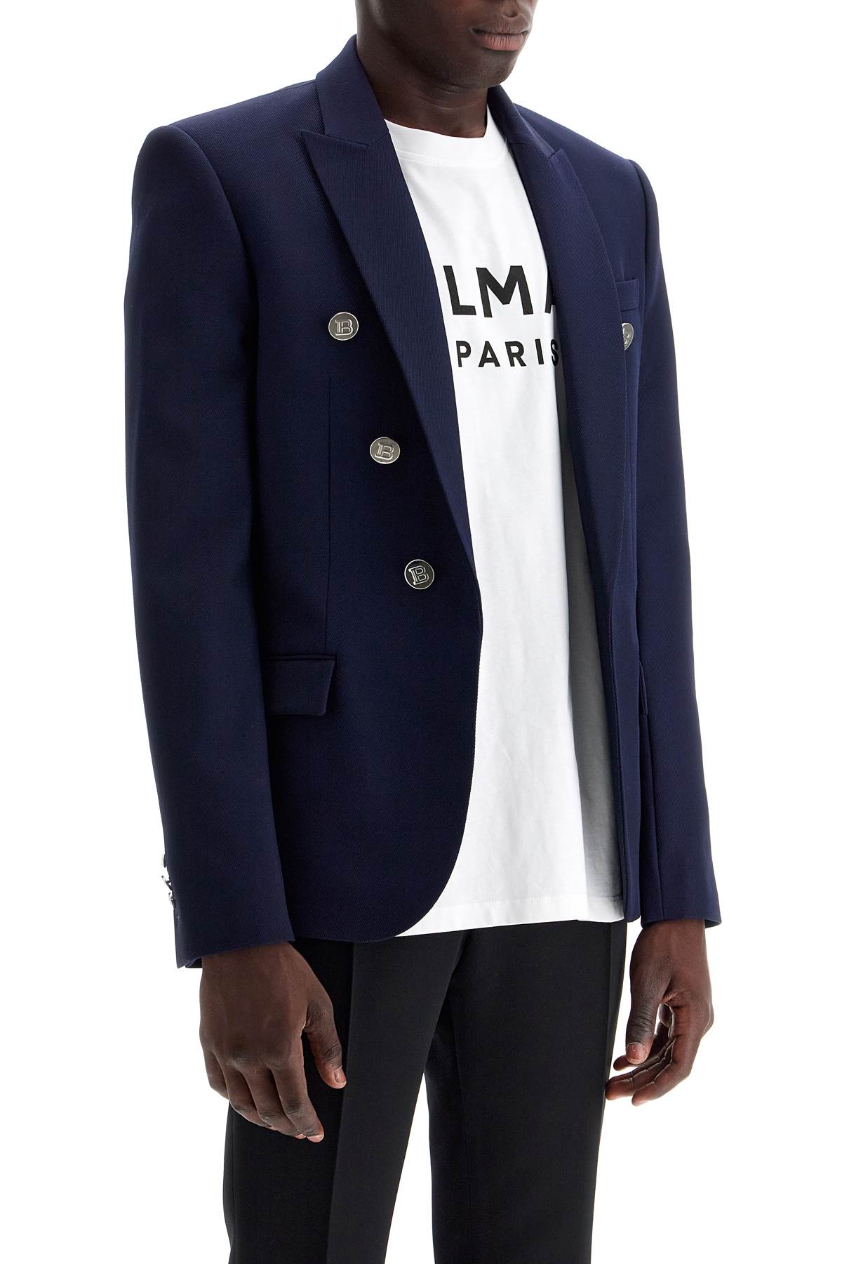 Shop Balmain Six-button Wool Jacket In Blue