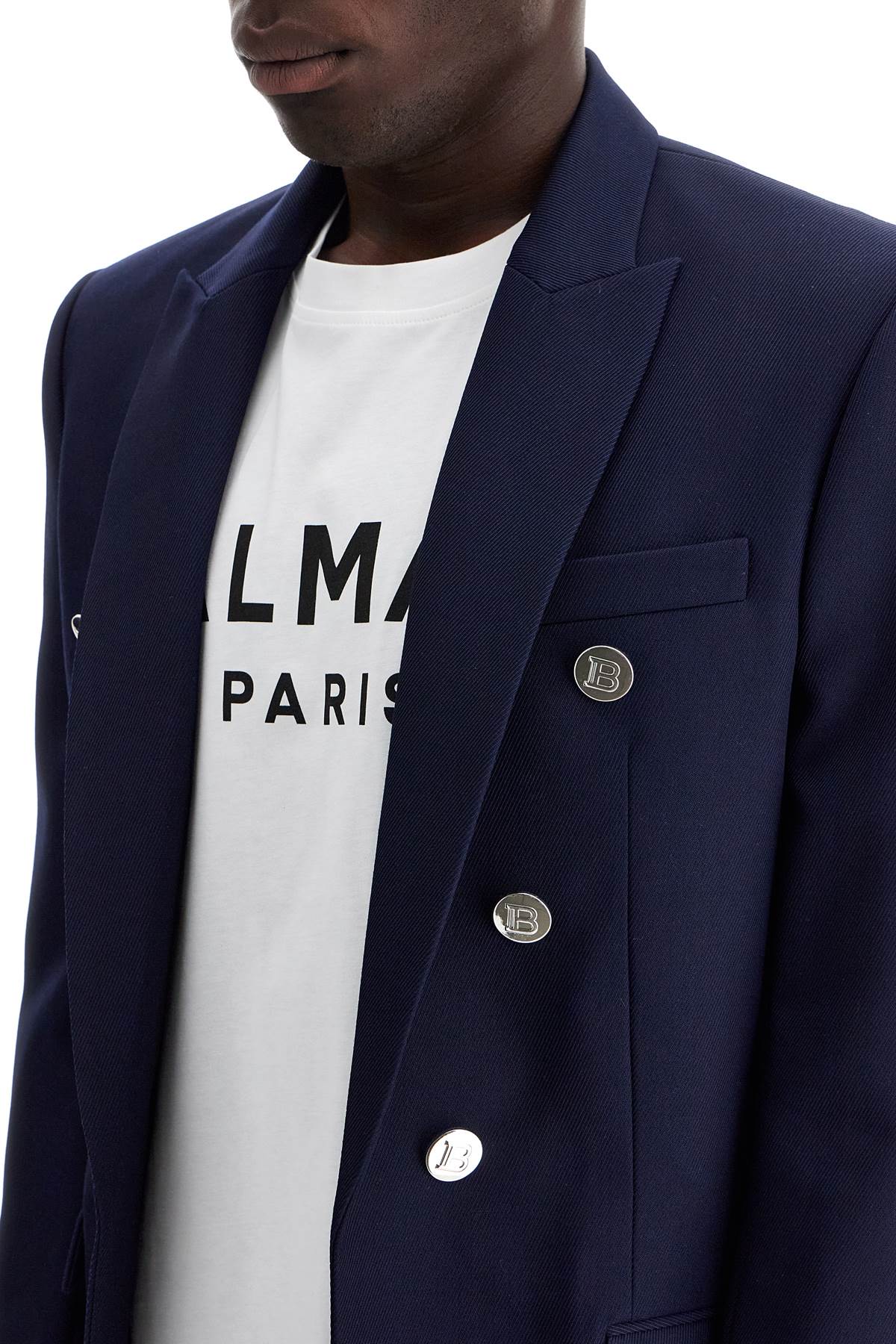 Shop Balmain Six-button Wool Jacket In Blue