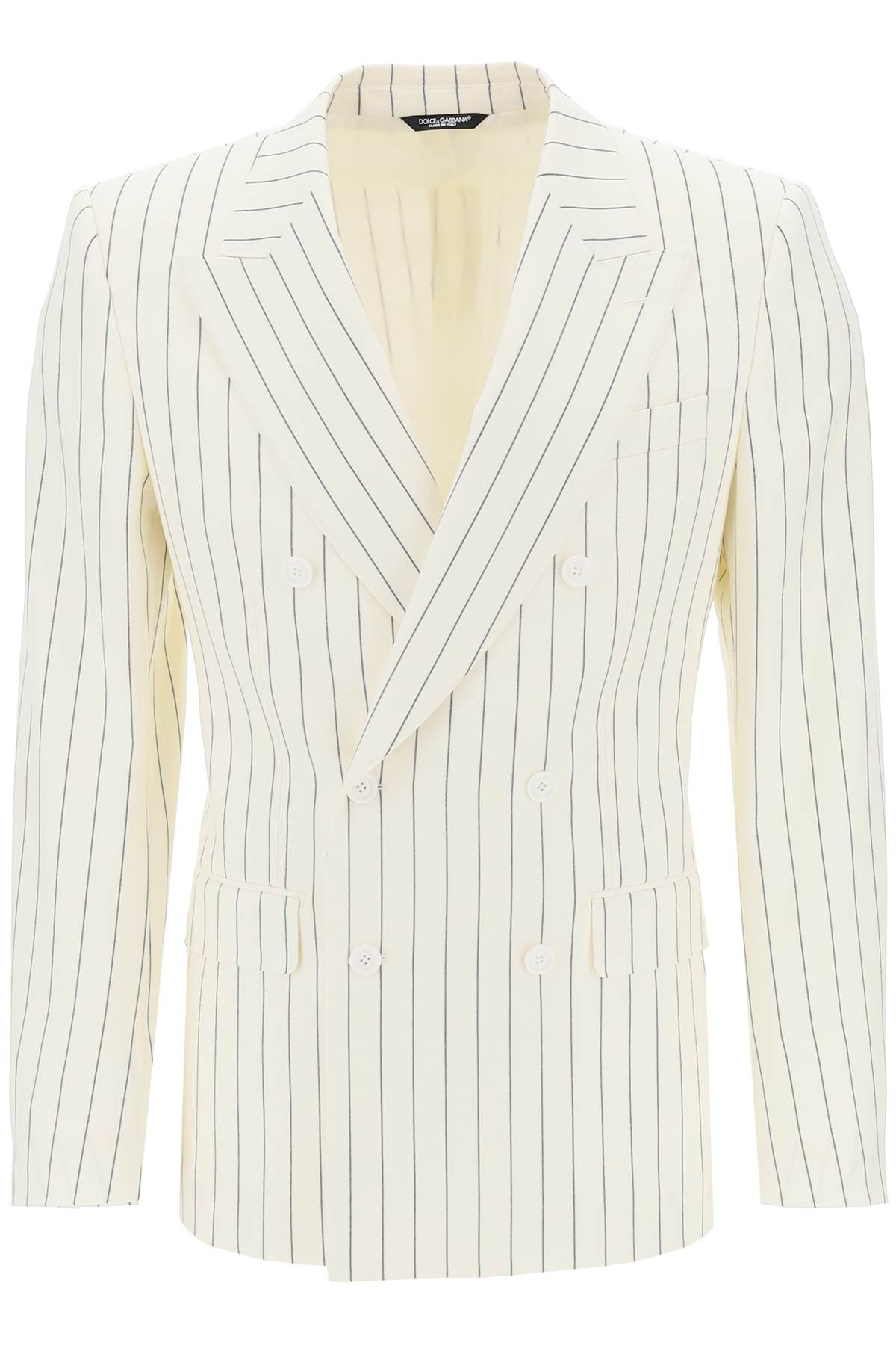 Shop Dolce & Gabbana Double-breasted Pinstripe In White,neutro