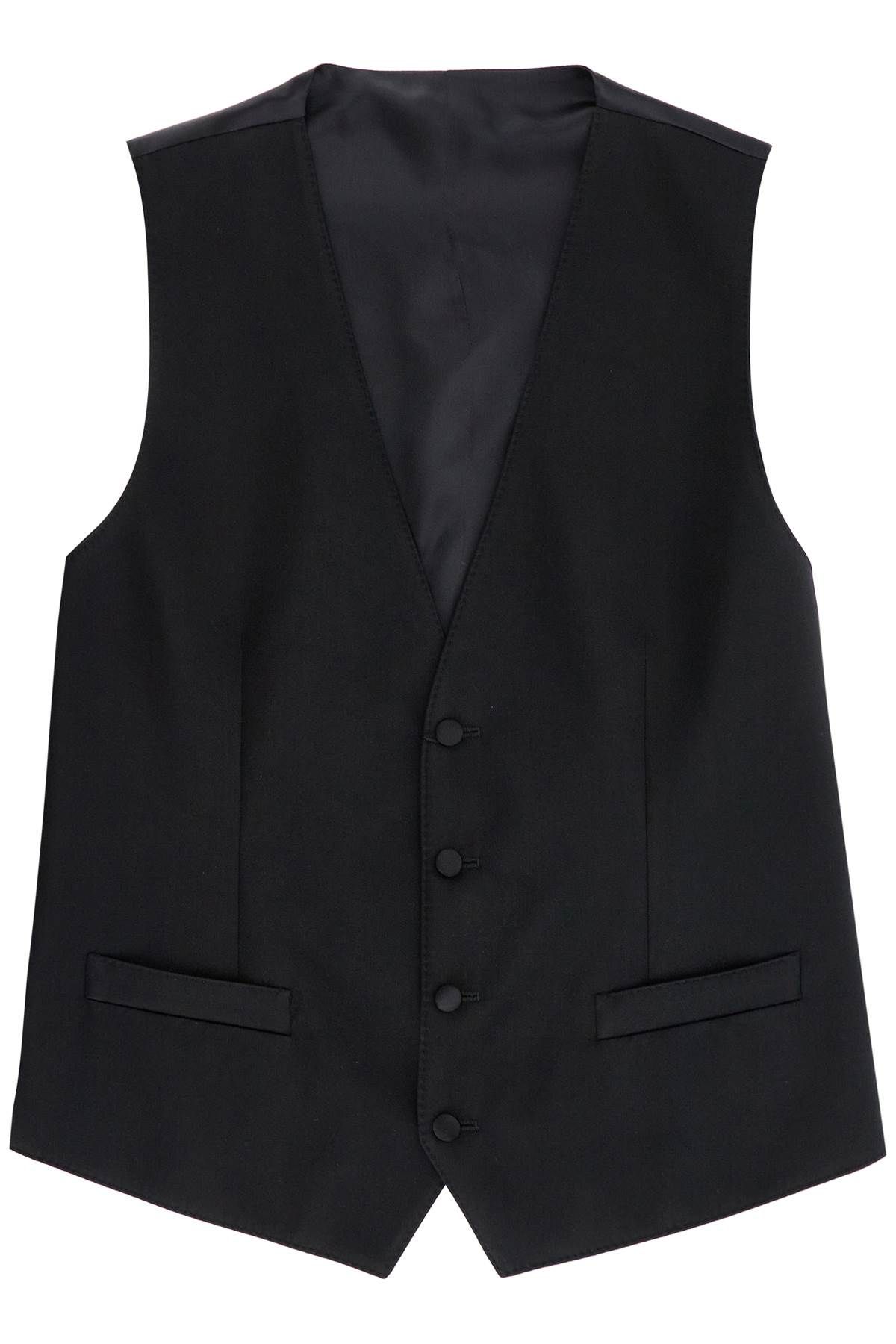 Shop Dolce & Gabbana Sartorial Satin Waistcoat In Black