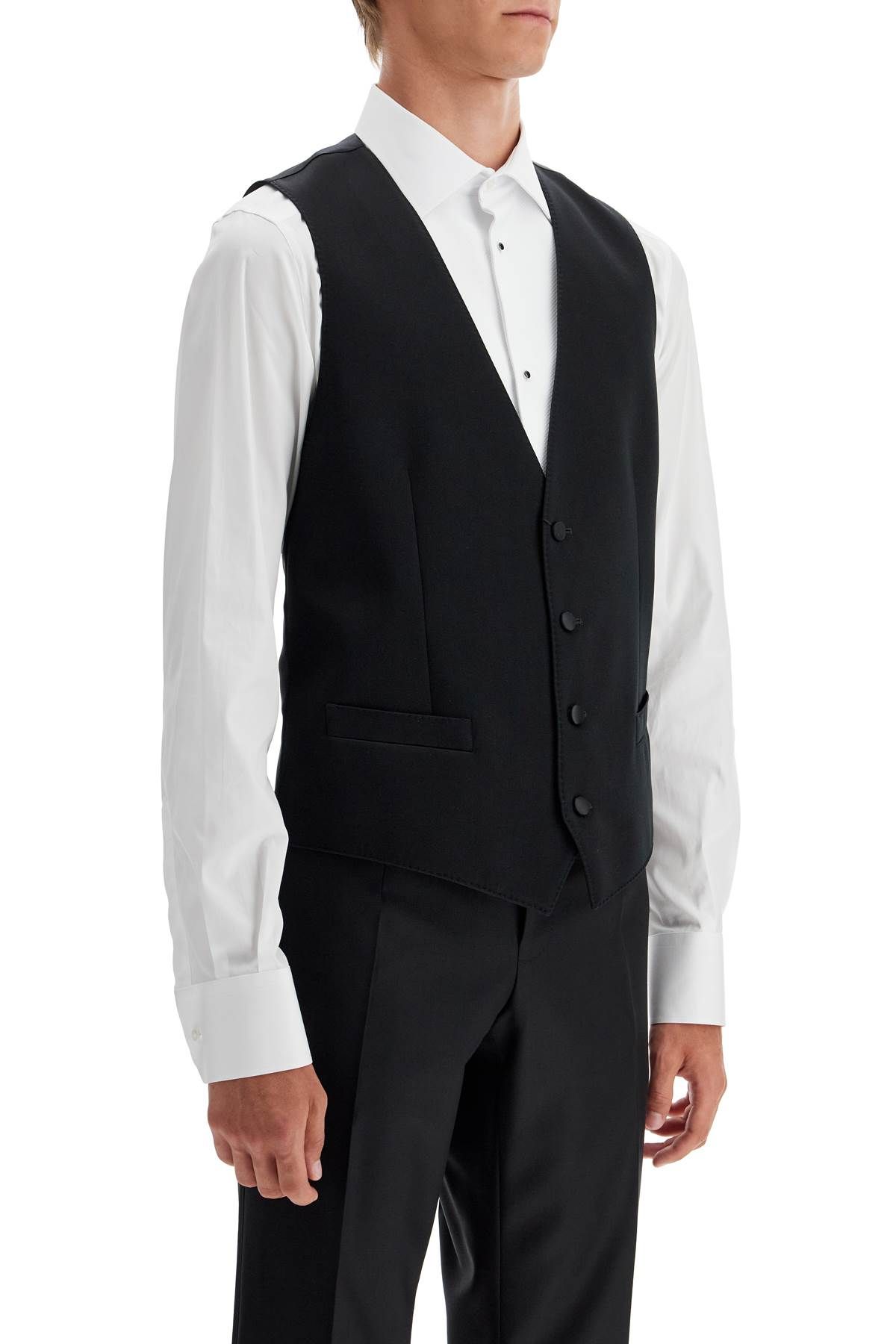 Shop Dolce & Gabbana Sartorial Satin Waistcoat In Black