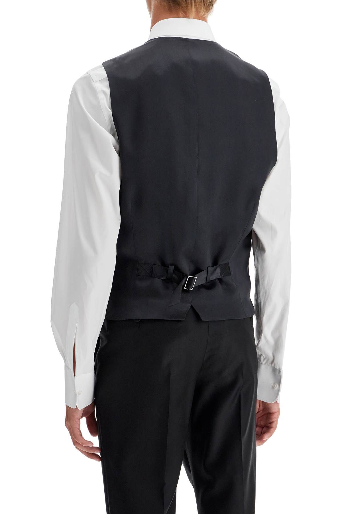 Shop Dolce & Gabbana Sartorial Satin Waistcoat In Black