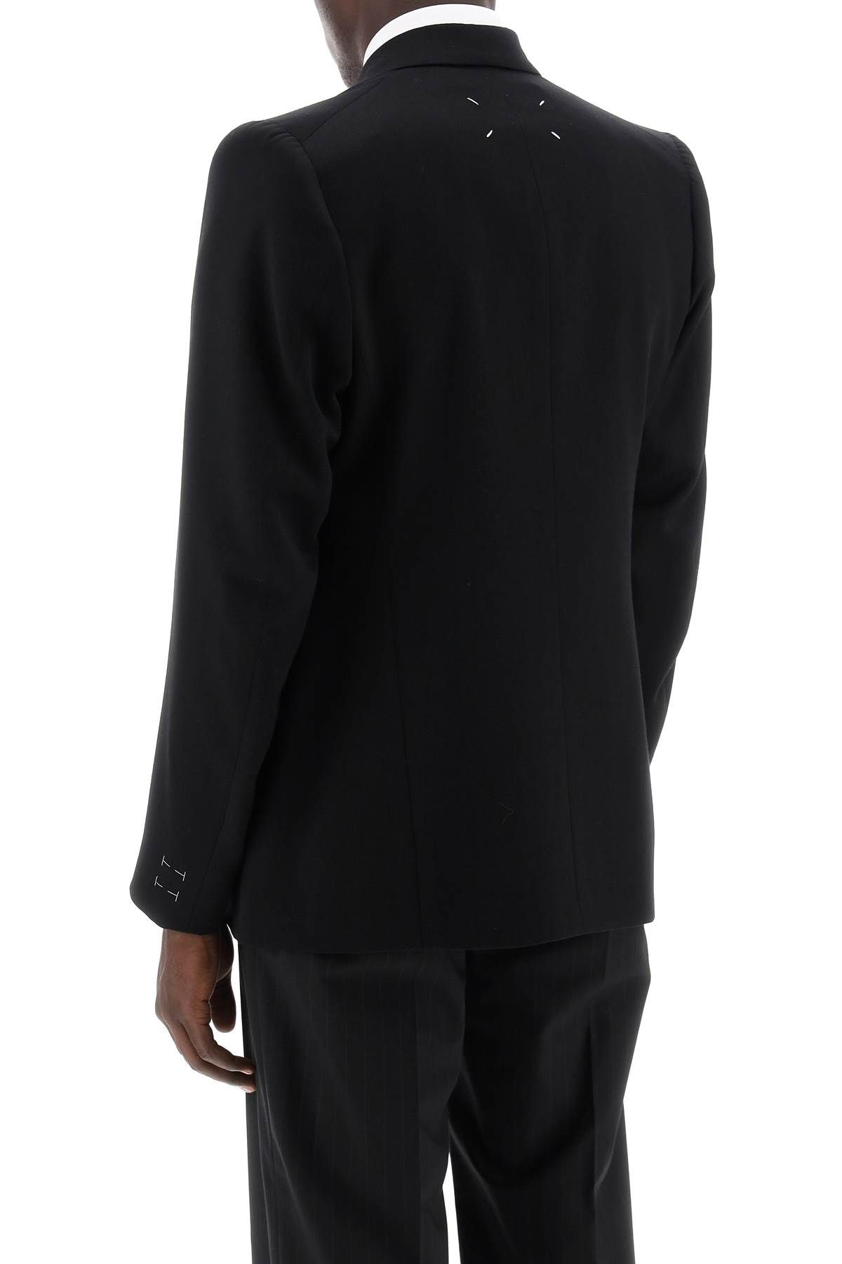 Shop Maison Margiela Double-breasted Wool Jacket In Black