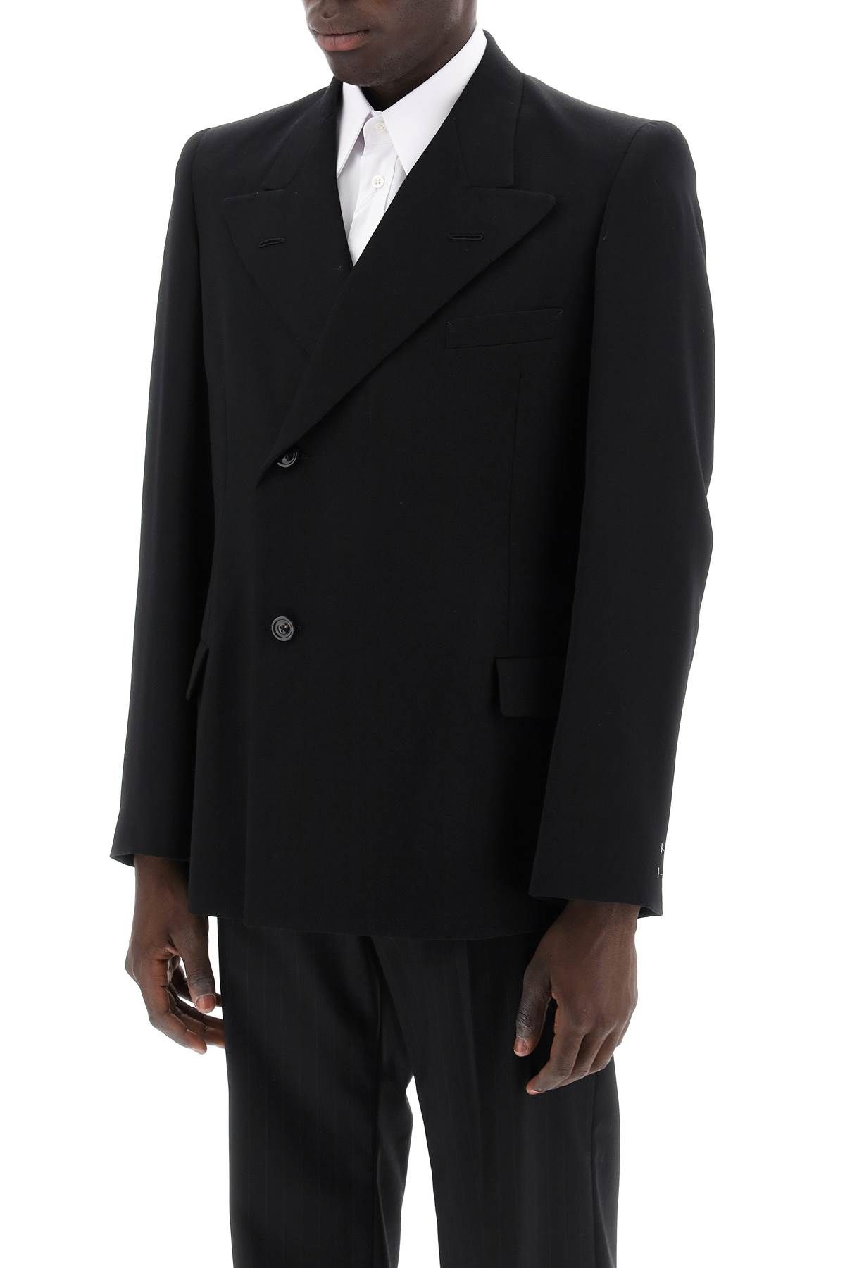 Shop Maison Margiela Double-breasted Wool Jacket In Black