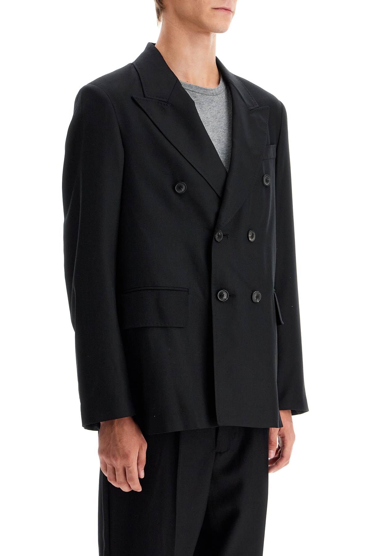 Shop Our Legacy Double-breasted Panama Blazer In Black