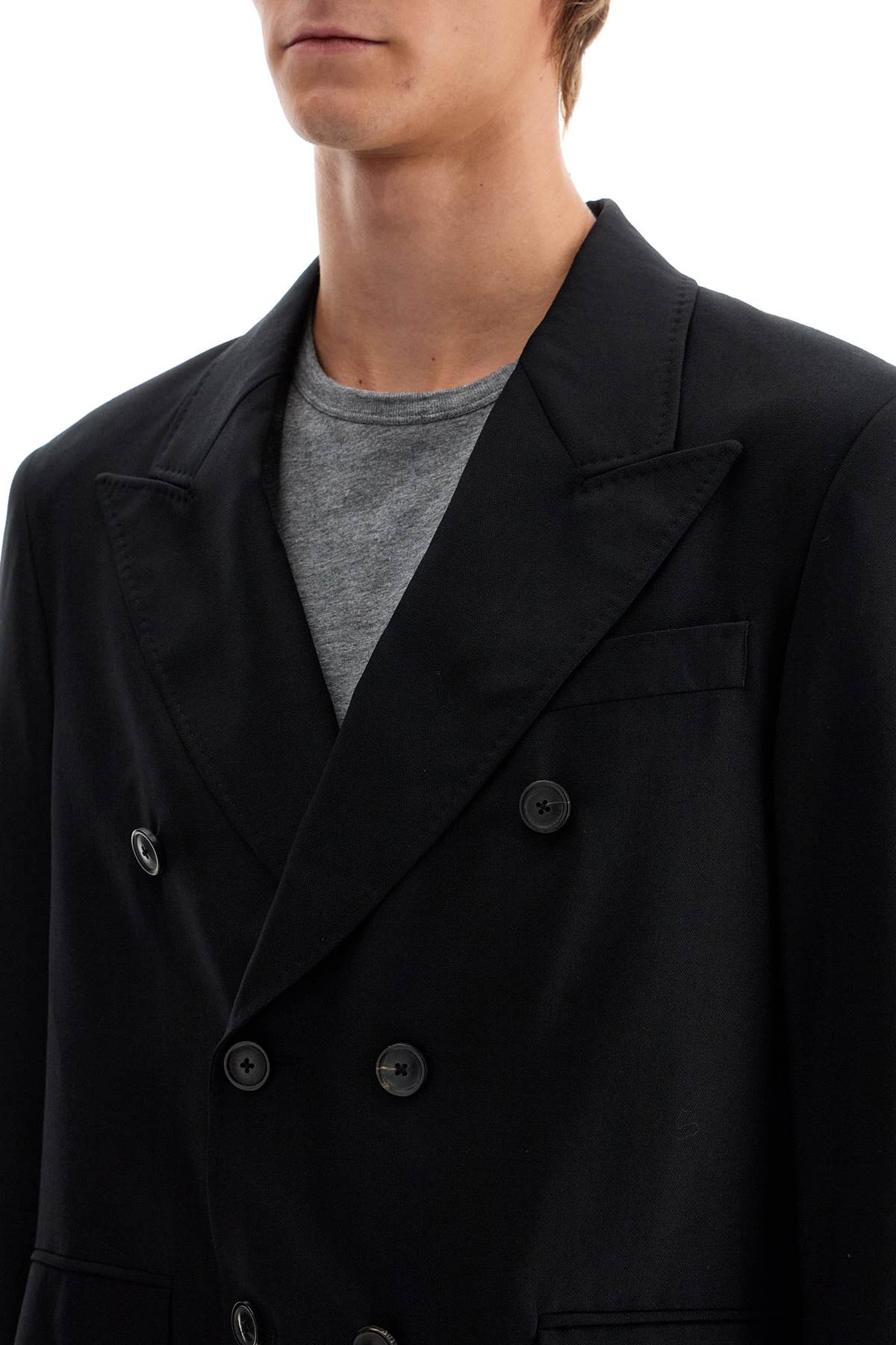 Shop Our Legacy Double-breasted Panama Blazer In Black