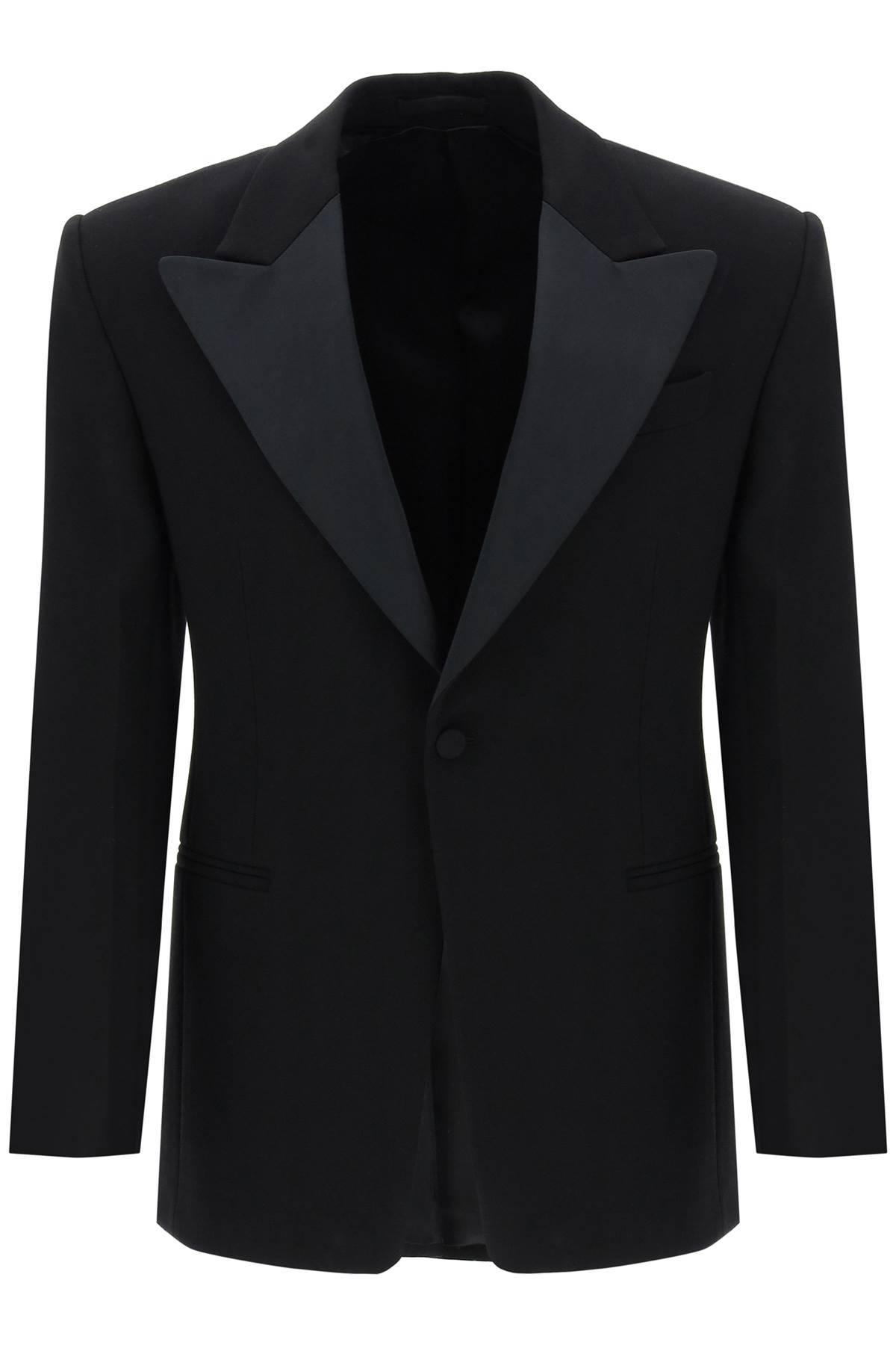 Ferragamo Single-breasted Tuxedo Blazer In Black