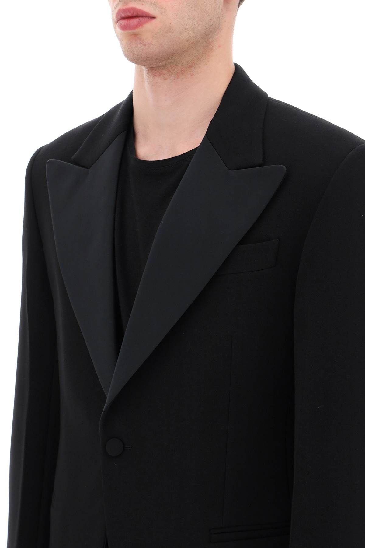 Shop Ferragamo Single-breasted Tuxedo Blazer In Black
