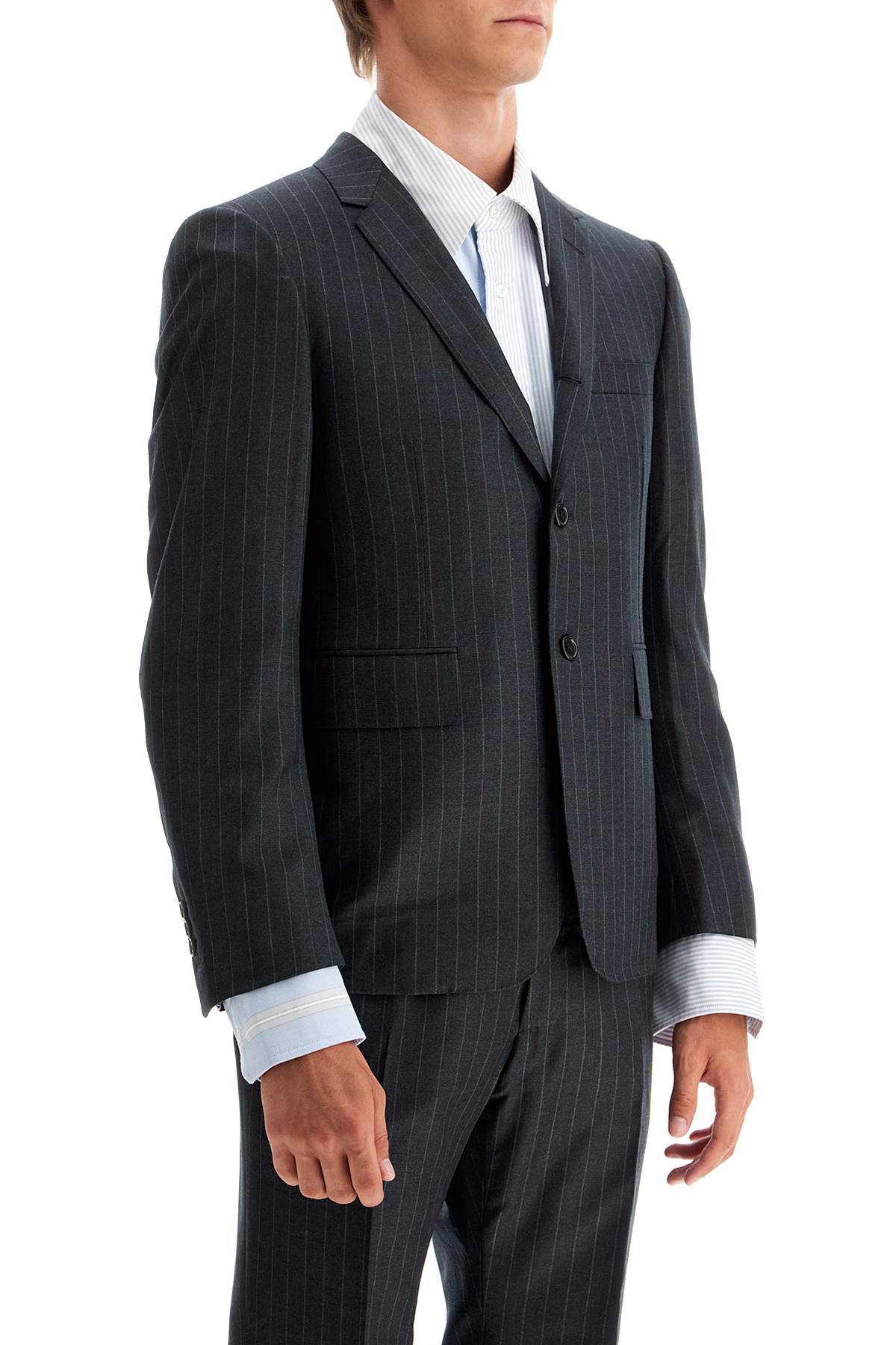 Shop Thom Browne Woolen Pinstripe In Grey