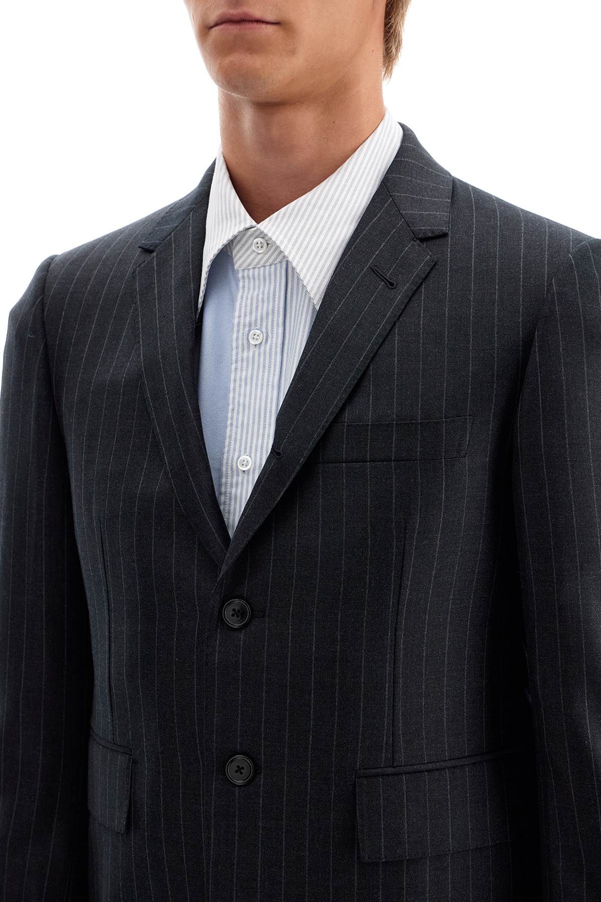 Shop Thom Browne Woolen Pinstripe In Grey