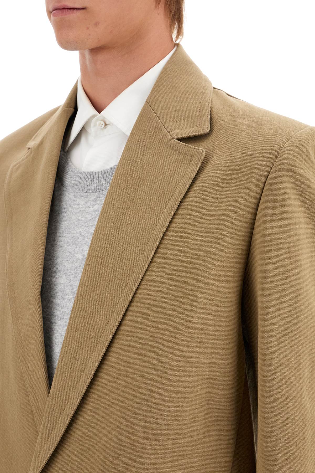 Shop Valentino Single-breasted Canvas Jacket In Brown