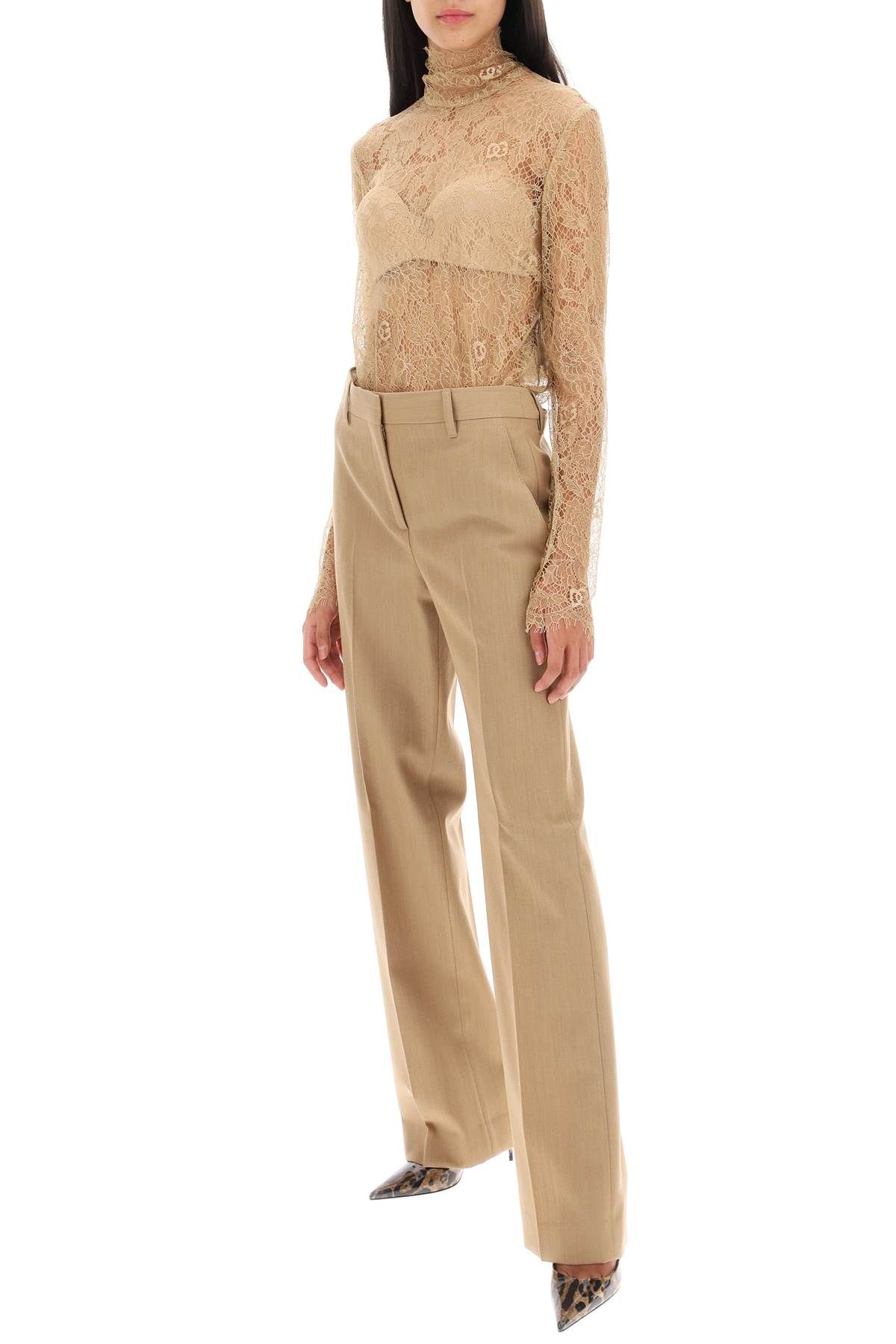 Shop Dolce & Gabbana Blouse In Logoed Floral Lace In Beige