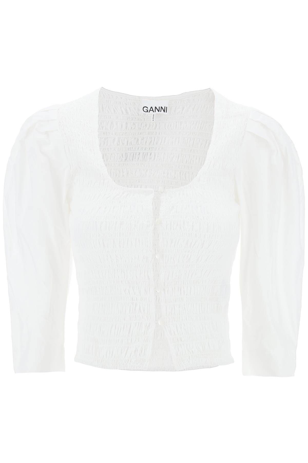 Shop Ganni "poplin Smock Blouse In White