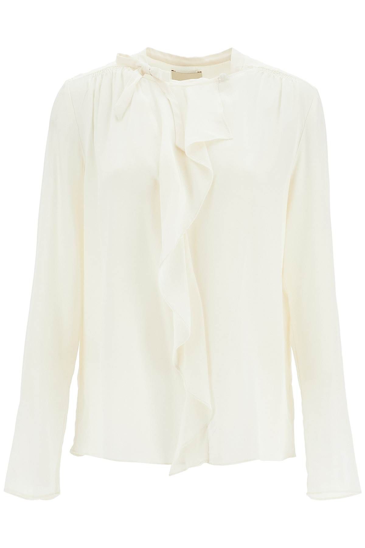 Shop Isabel Marant Silk Blouse With Ruffle 'ut In White