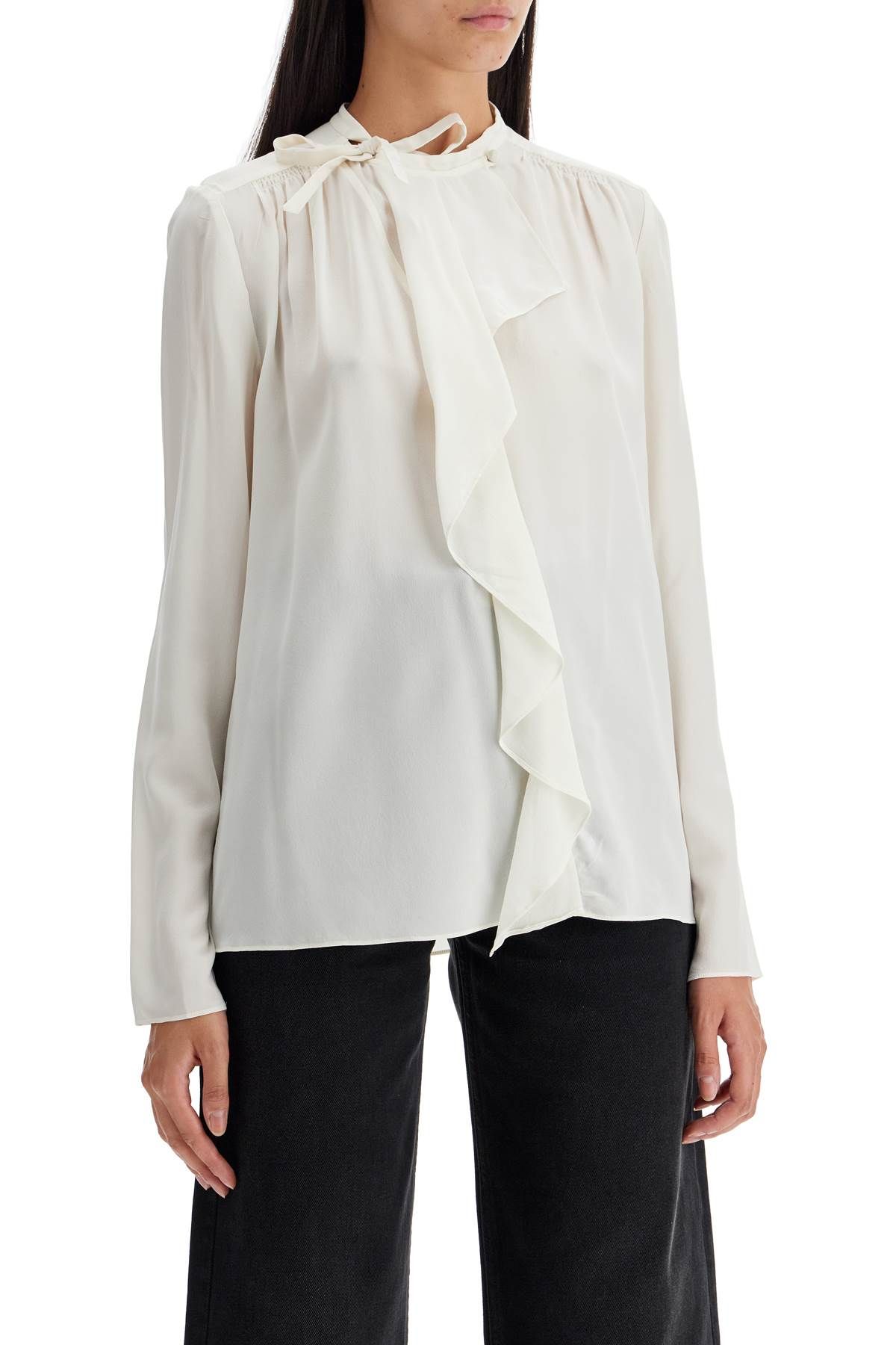 Shop Isabel Marant Silk Blouse With Ruffle 'ut In White