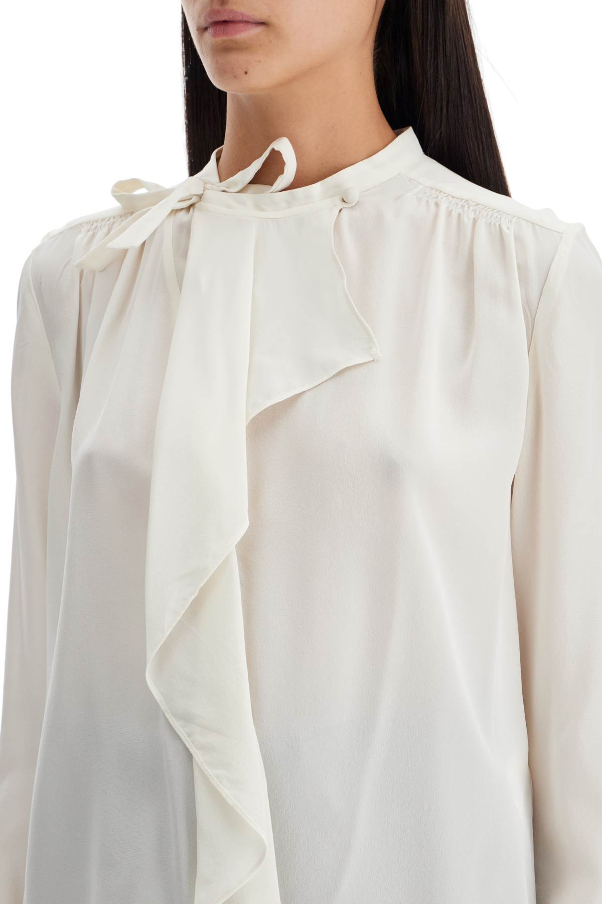 Shop Isabel Marant Silk Blouse With Ruffle 'ut In White