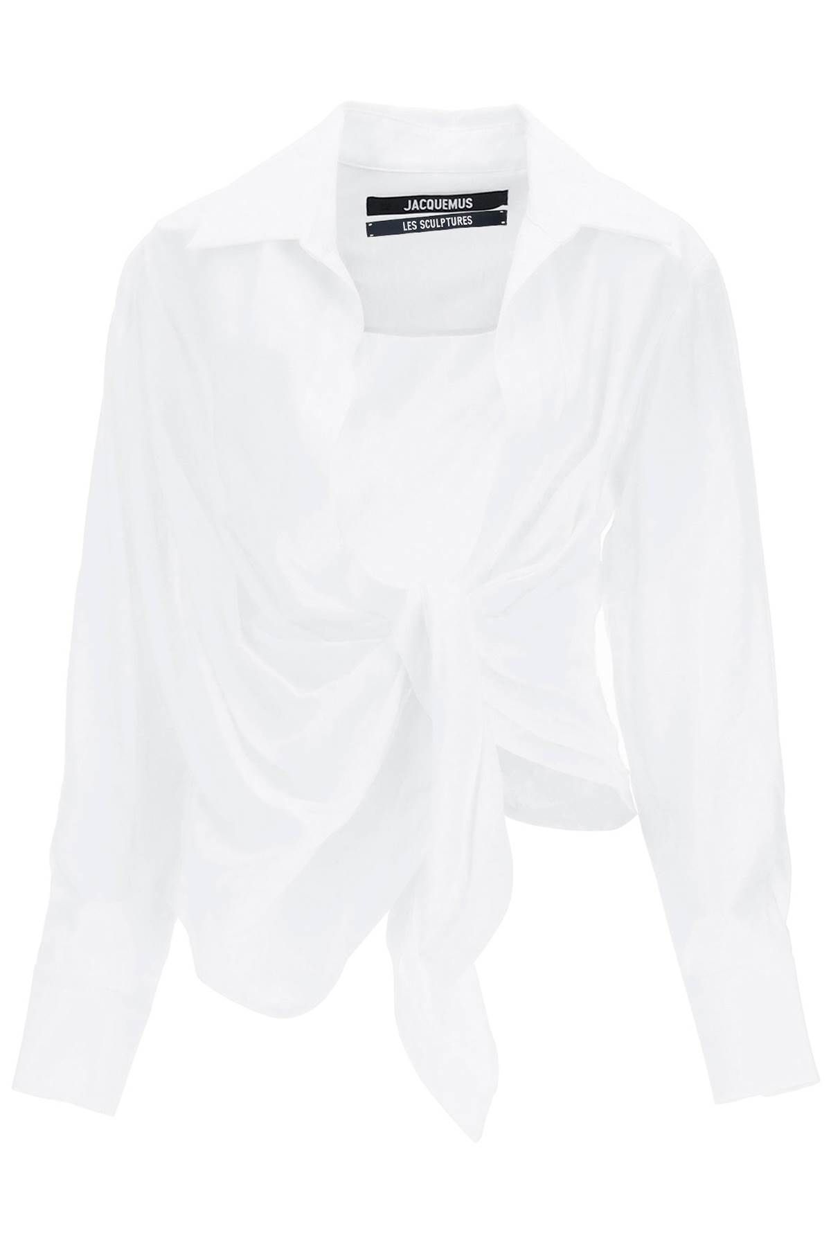 Shop Jacquemus 'la Chemise Bahia' Draped Blouse In White