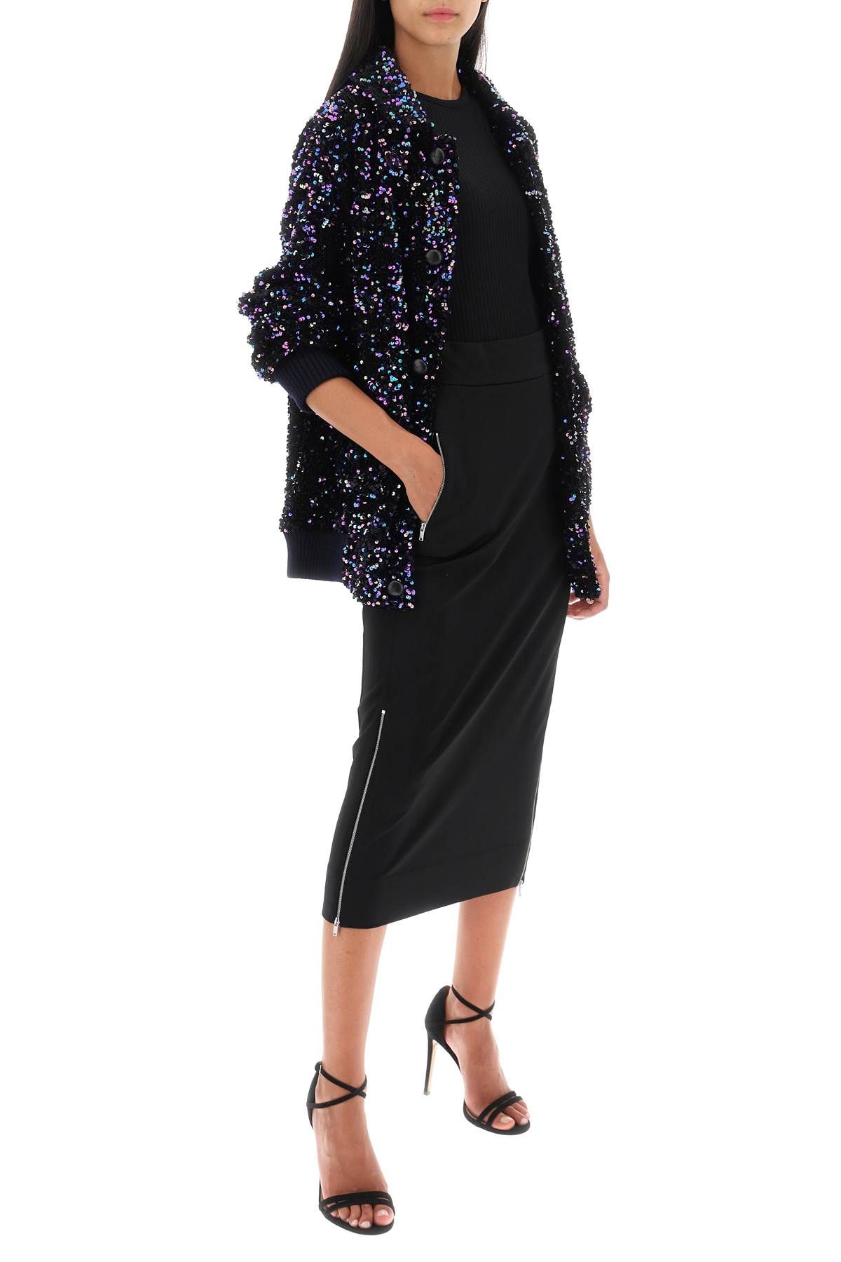 Shop Blazé Milano Aileen Chabo Sequined Bomber Jacket In Blue