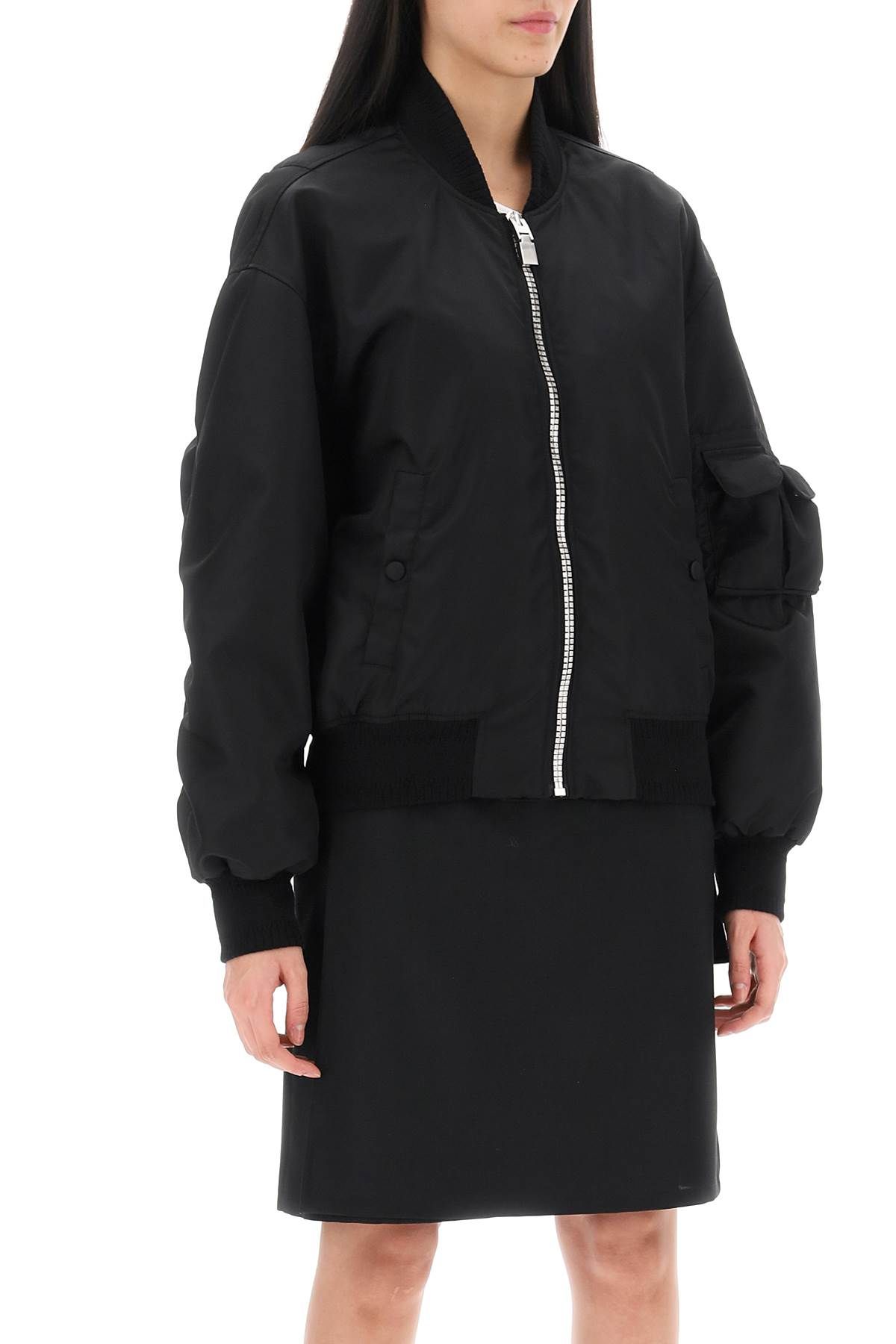 Shop Givenchy Bomber Jacket With Logo Print And 4g Zipper In Black