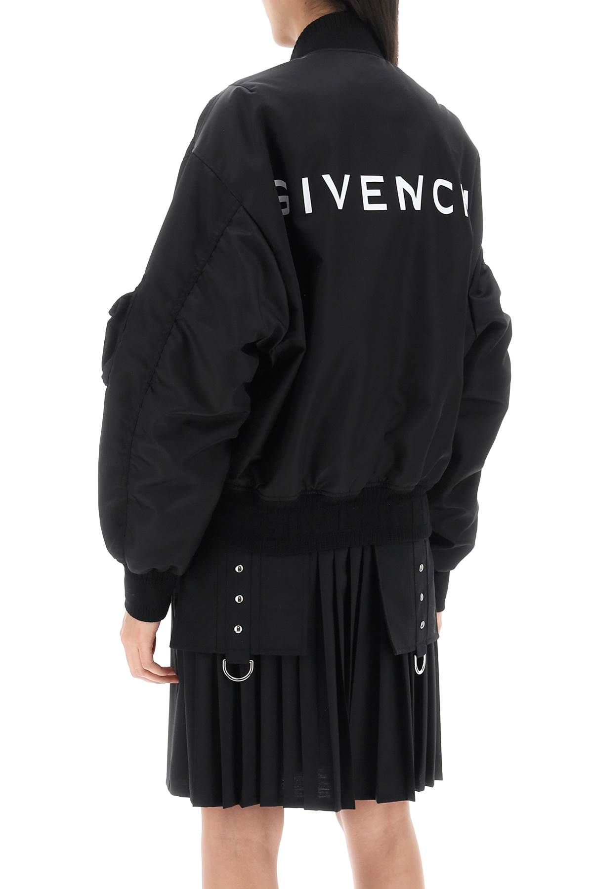 Shop Givenchy Bomber Jacket With Logo Print And 4g Zipper In Black