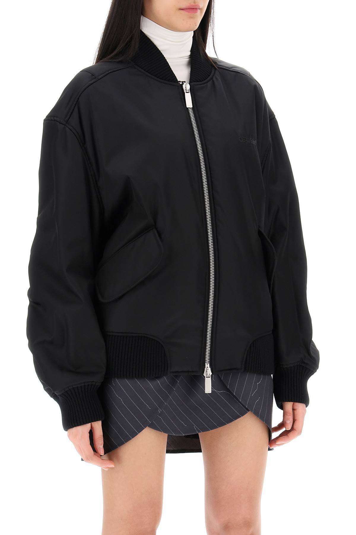 Shop Off-white Nylon Twill Bomber Jacket In Black