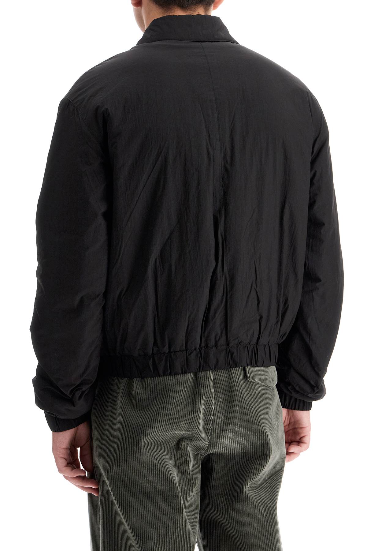 Shop Ami Alexandre Matiussi Crumpled Canvas Bomber Jacket In Black