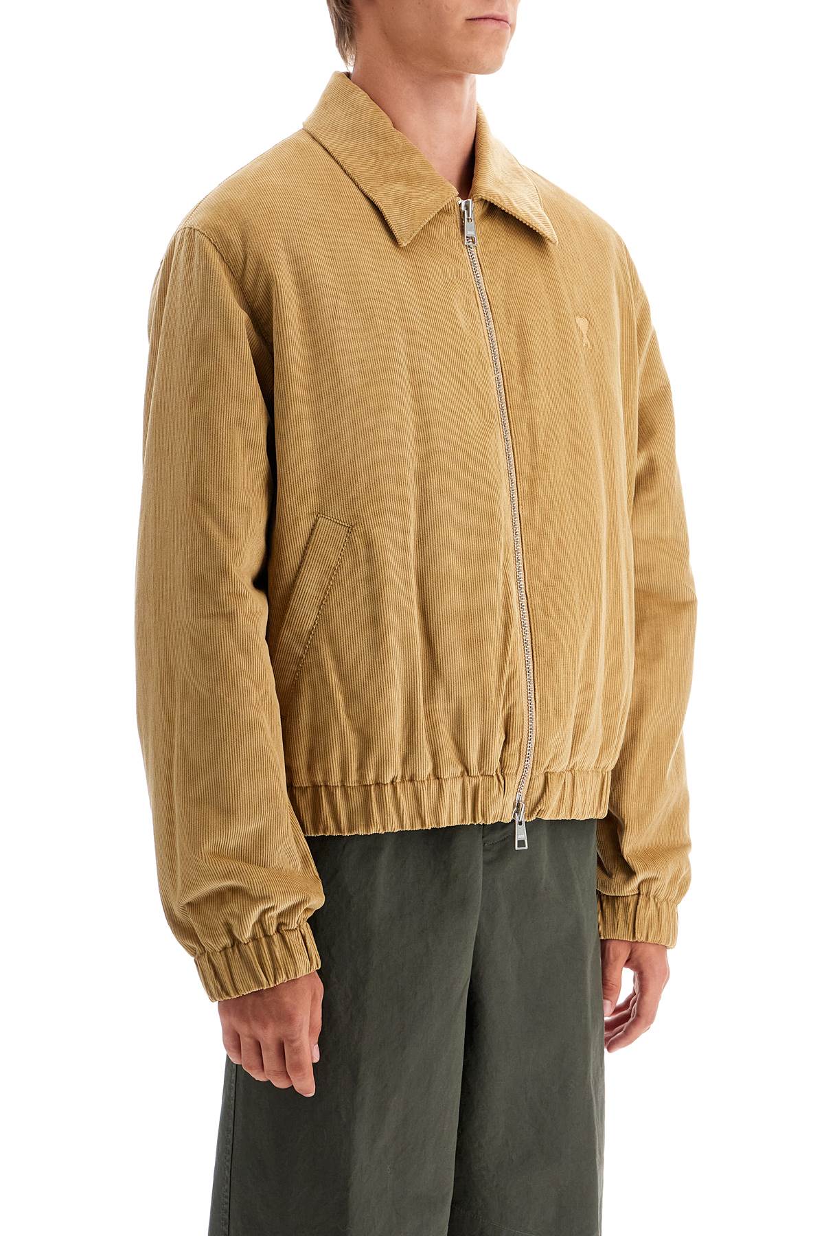 Shop Ami Alexandre Matiussi Corduroy Bomber Jacket In Beige