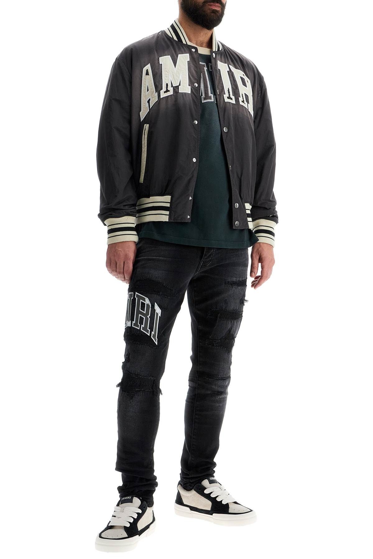 Shop Amiri Sun Faded Logo Bomber In Black