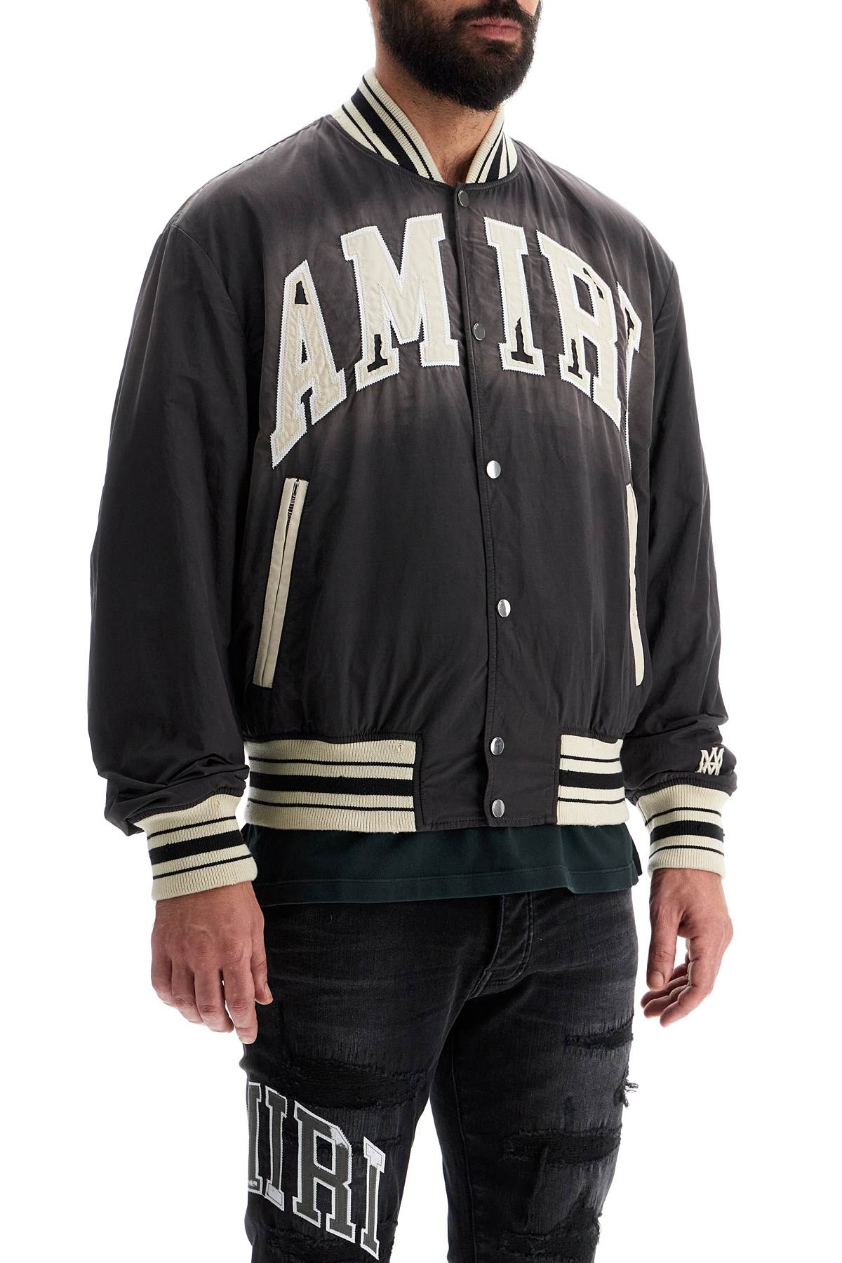 Shop Amiri Sun Faded Logo Bomber In Black