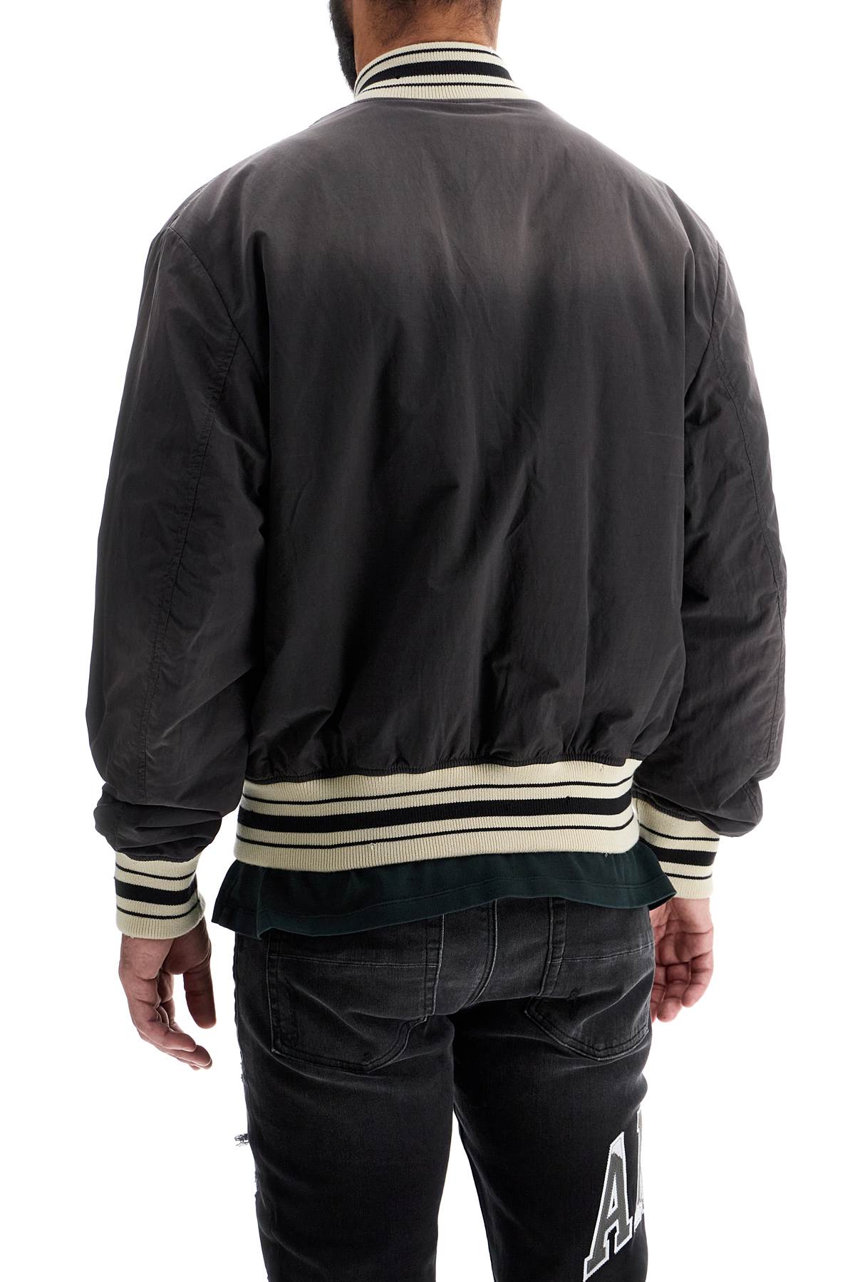 Shop Amiri Sun Faded Logo Bomber In Black