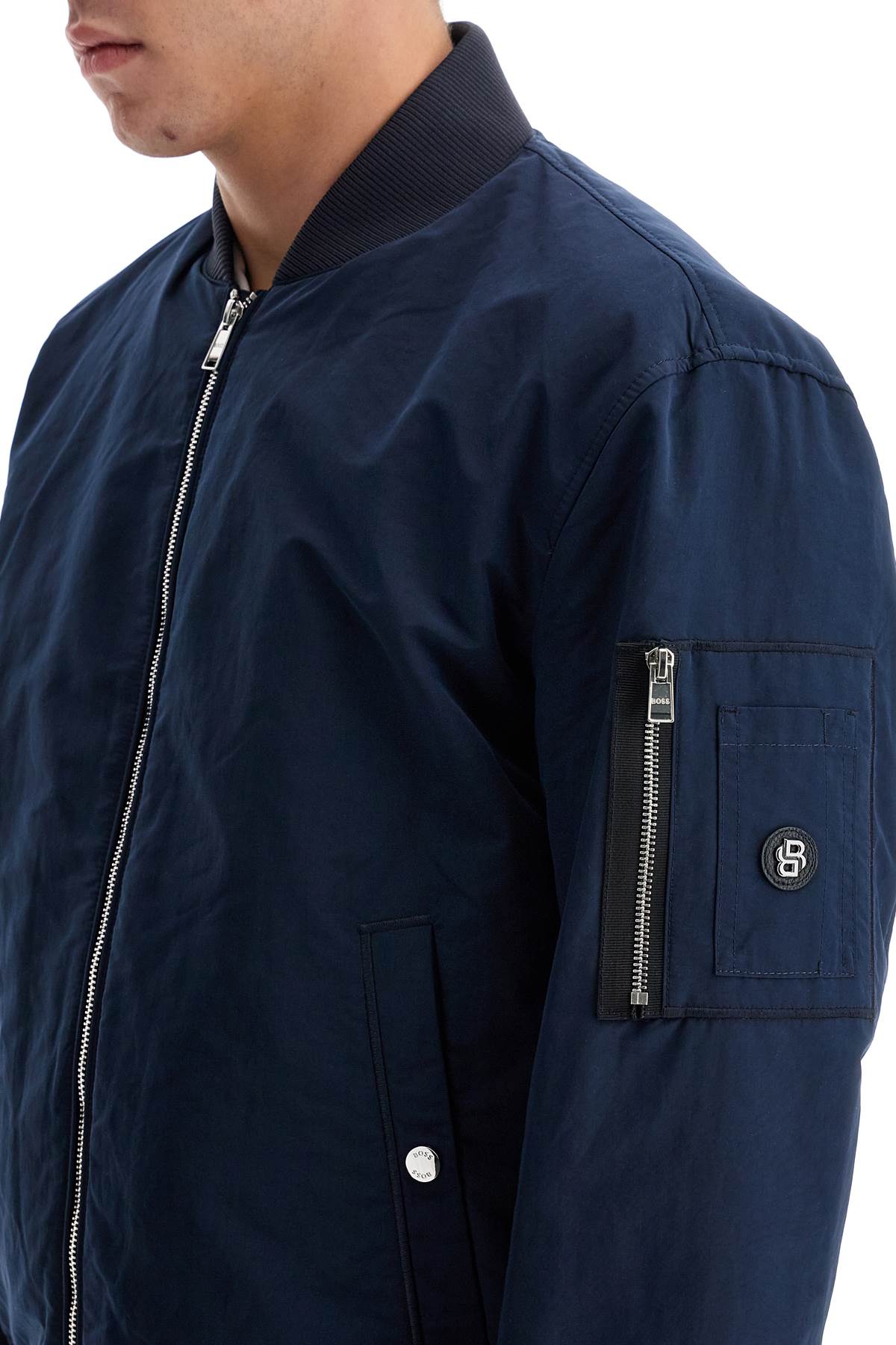 Shop Hugo Boss Waterproof Regular Fit Bomber Jacket In Blue