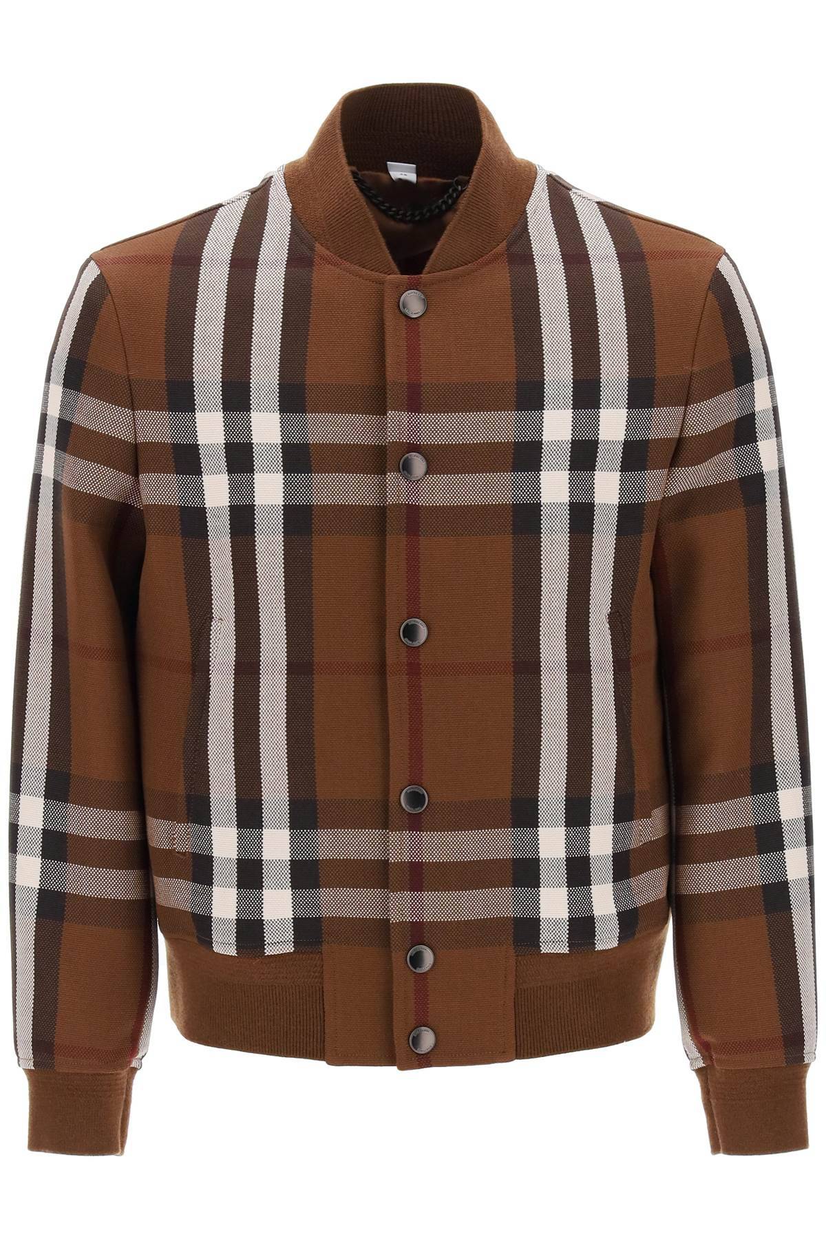 Shop Burberry Bomber Jacket With  Check Motif In Brown