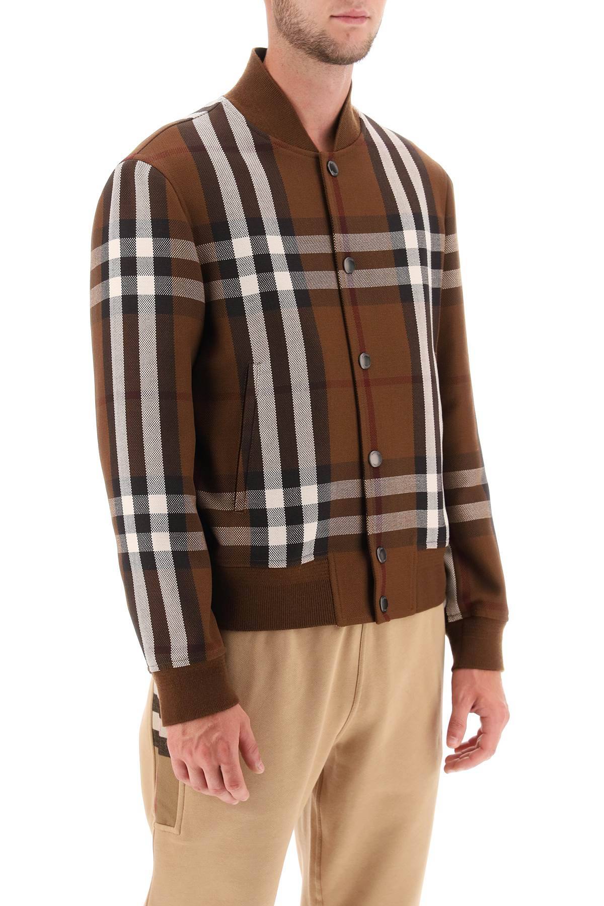Shop Burberry Bomber Jacket With  Check Motif In Brown
