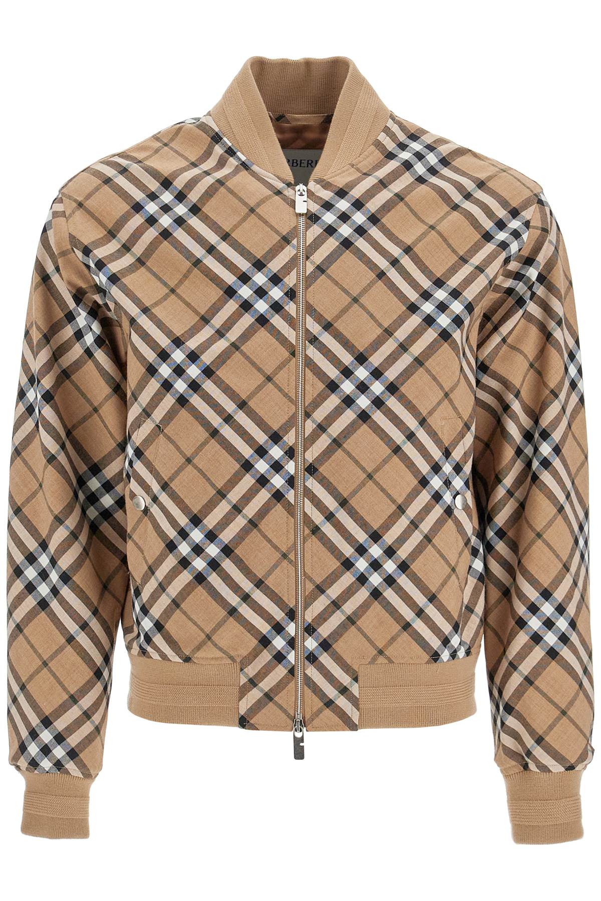 Shop Burberry Ered Harrington Jacket In Wool Blend In Beige