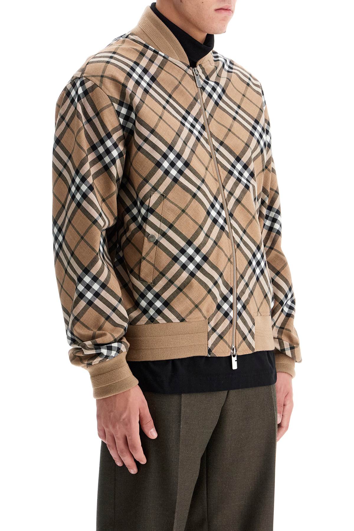 Shop Burberry Ered Harrington Jacket In Wool Blend In Beige