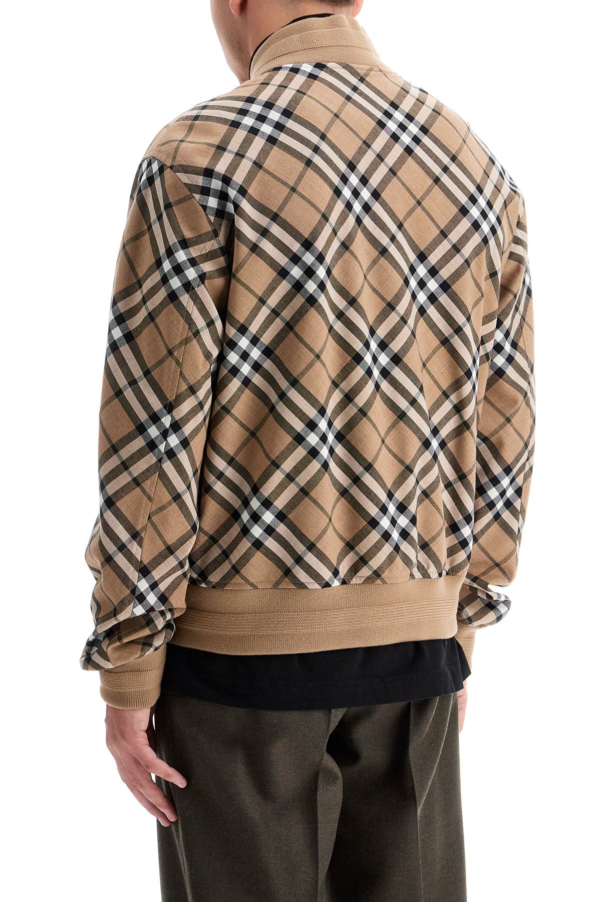 Shop Burberry Ered Harrington Jacket In Wool Blend In Beige