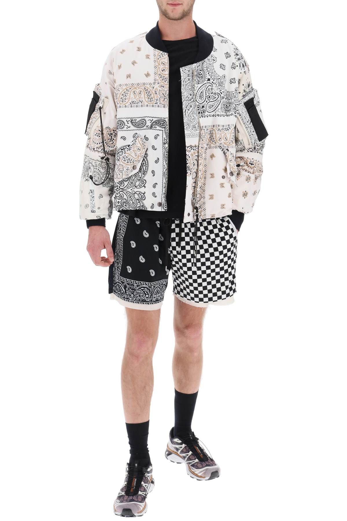 Shop Children Of The Discordance Bomber Jacket With Bandana Motif In White
