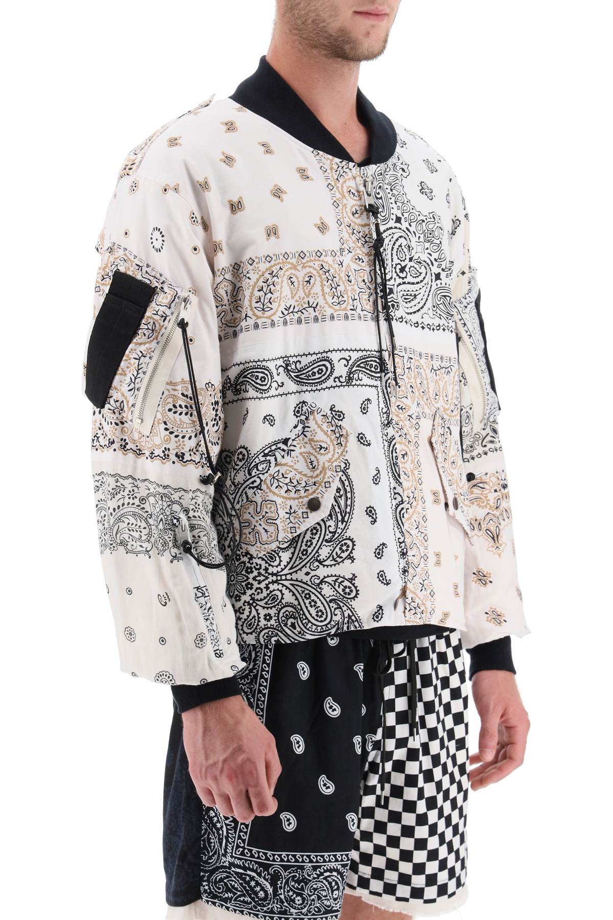 Shop Children Of The Discordance Bomber Jacket With Bandana Motif In White