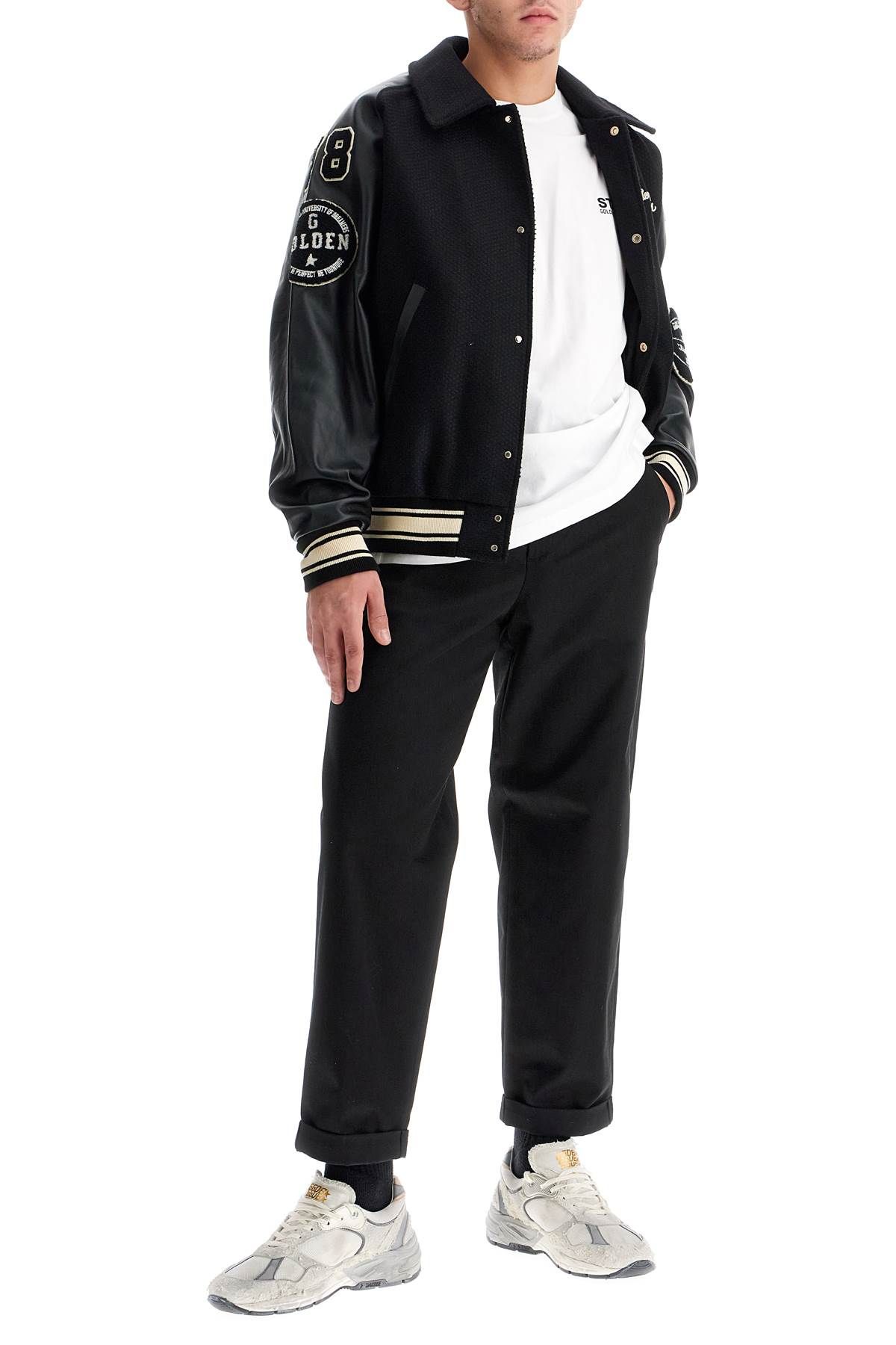 Shop Golden Goose Wool Bomber Jacket With Patch Details In Black