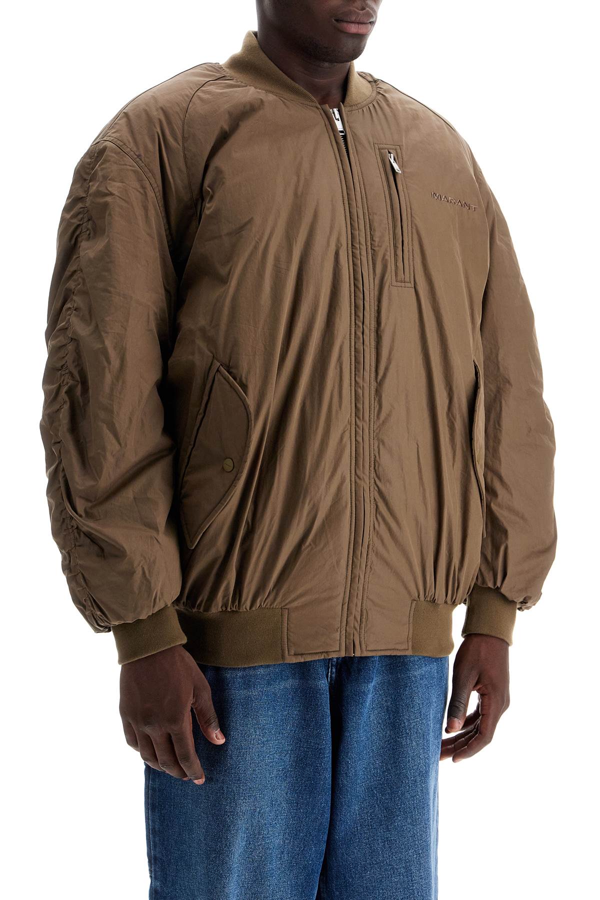 Shop Marant Bakya Oversized Bomber Jacket In Khaki