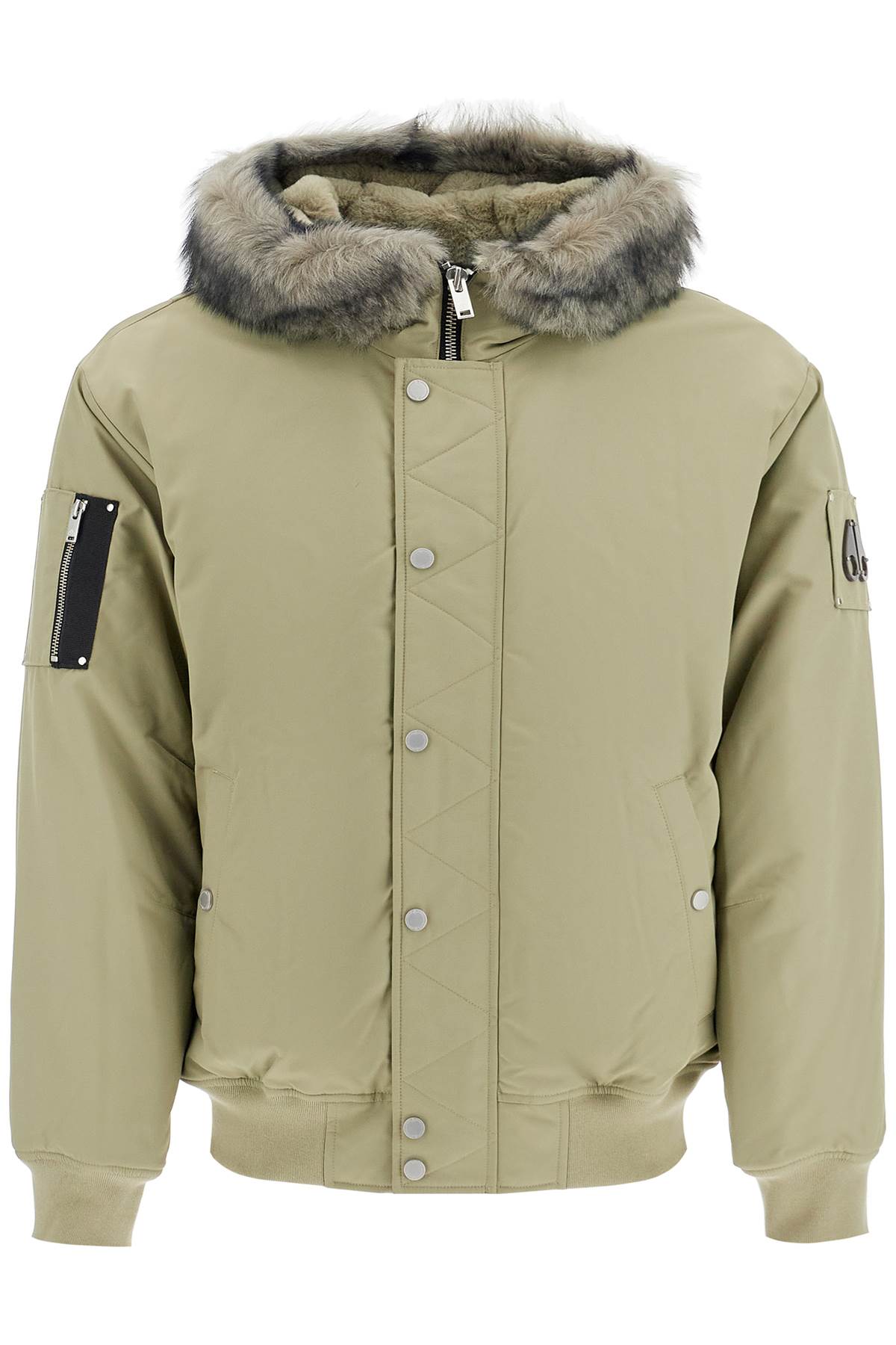 Shop Moose Knuckles Denali Hooded Bomber In Green