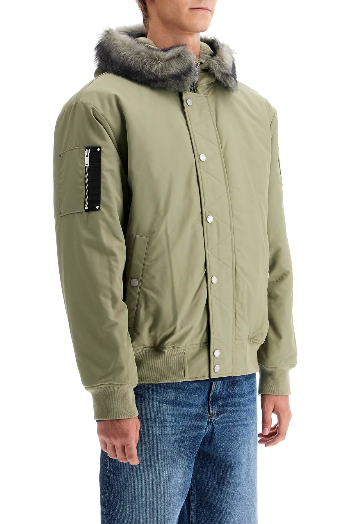 Shop Moose Knuckles Denali Hooded Bomber In Green