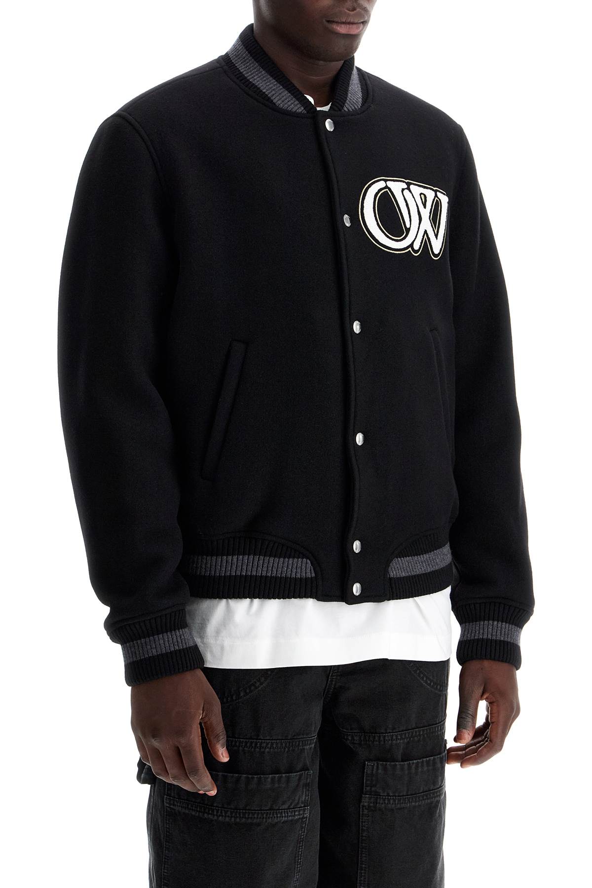 Shop Off-white Embroidered Lettering Varsity In Black