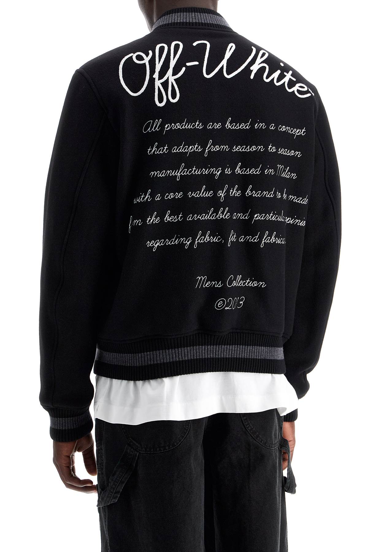 Shop Off-white Embroidered Lettering Varsity In Black