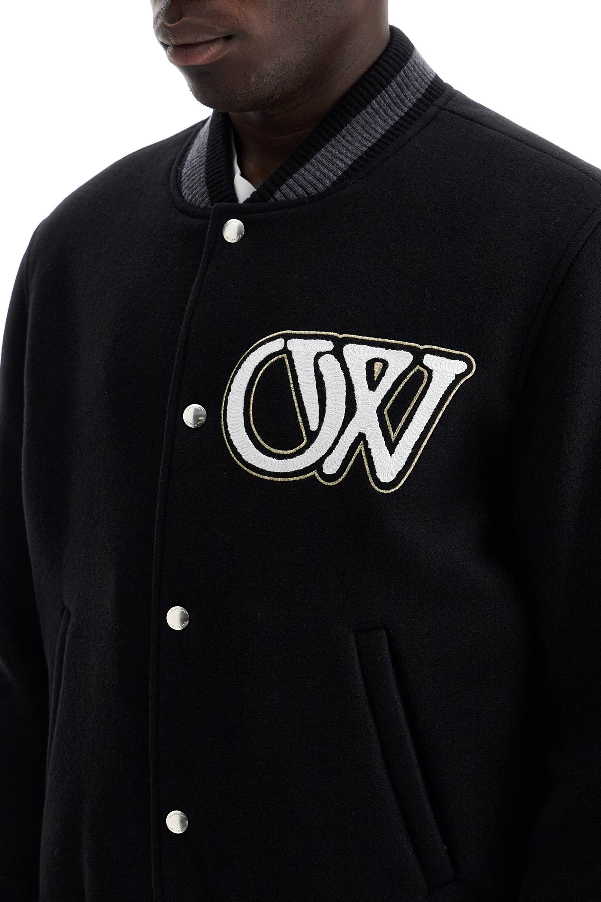 Shop Off-white Embroidered Lettering Varsity In Black