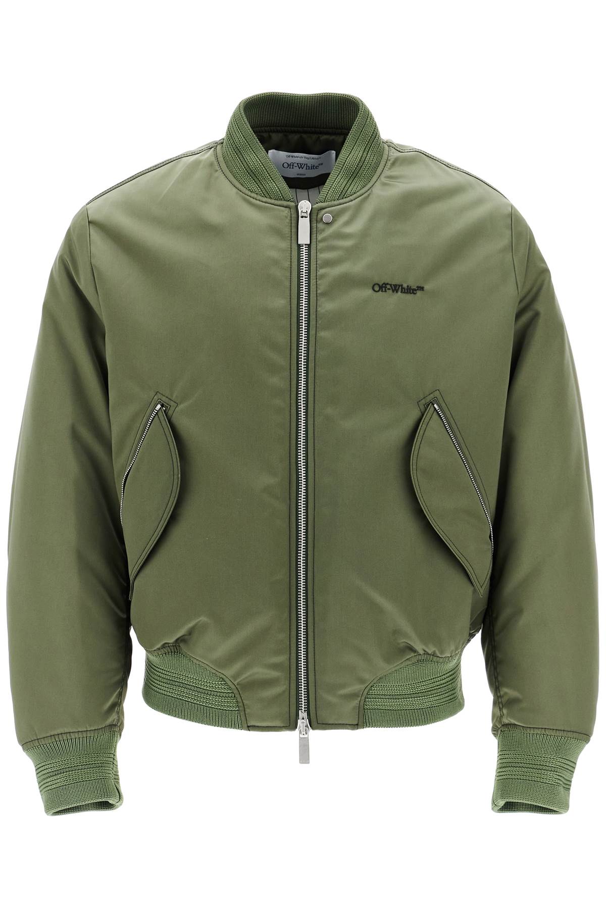 Shop Off-white Padded Nylon Bomber Jacket In Khaki